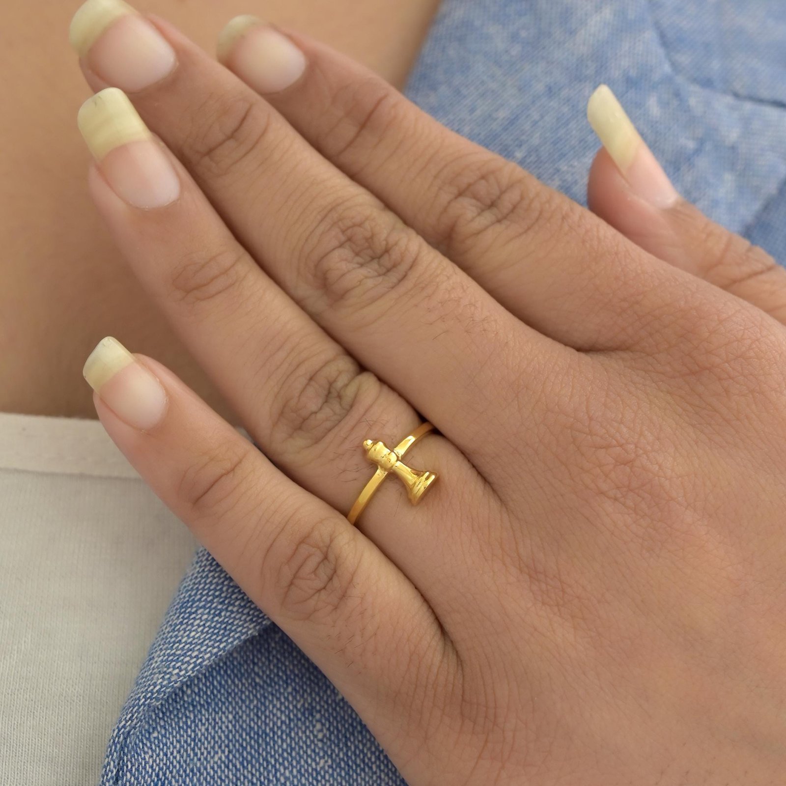 14k Gold Chess Queen Ring: Minimalist Jewelry - View 7 - Suren Jewels | SKU: SJR3236-SLYG-US-5 14k Gold Chess Queen Ring: Minimalist Jewelry - View 7 - Suren Jewels | SKU: SJR3236-SLYG-US-5