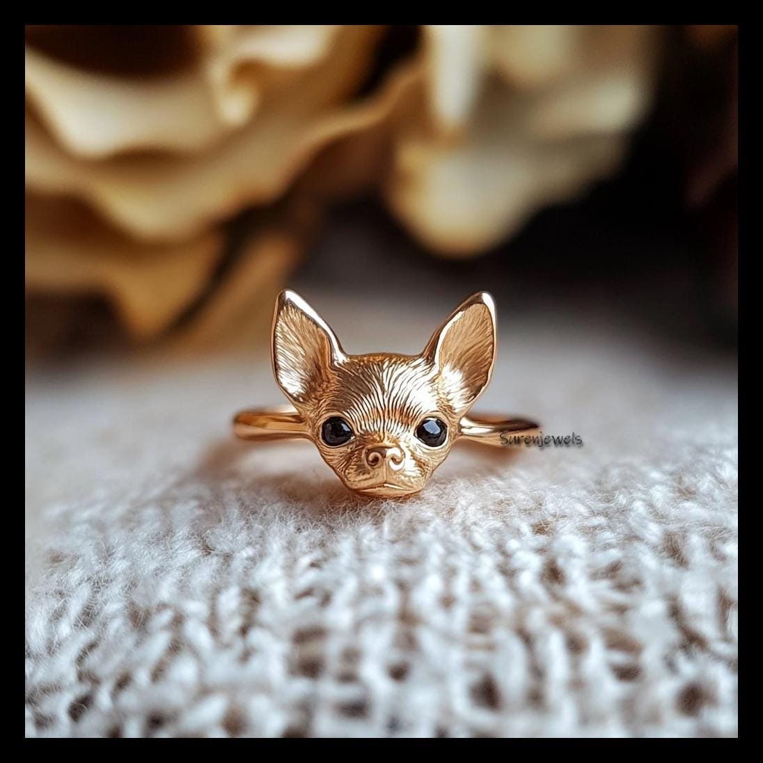 14k Gold Chihuahua Ring: Dainty Animal Jewelry - Suren Jewels | SKU: SJR2932-SLRHBKCZ-US-7,SJR2928-SLNS-US-10,SJR2910-SLNSBKC 14k Gold Chihuahua Ring: Dainty Animal Jewelry - Suren Jewels | SKU: SJR2932-SLRHBKCZ-US-7,SJR2928-SLNS-US-10,SJR2910-SLNSBKC