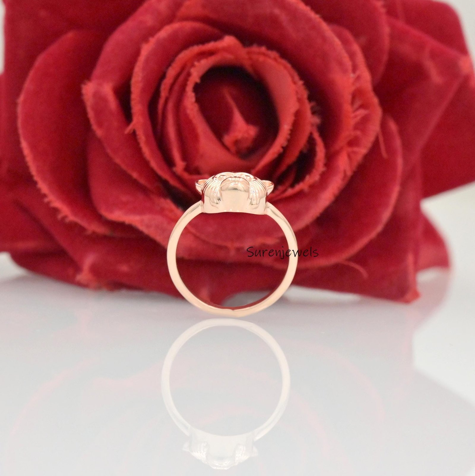 14k Gold Chimpanzee Ring: Dainty Solid Gold Monkey Jewelry - View 5 - Suren Jewels | SKU: SJR2902-SLRG-US-6 14k Gold Chimpanzee Ring: Dainty Solid Gold Monkey Jewelry - View 5 - Suren Jewels | SKU: SJR2902-SLRG-US-6