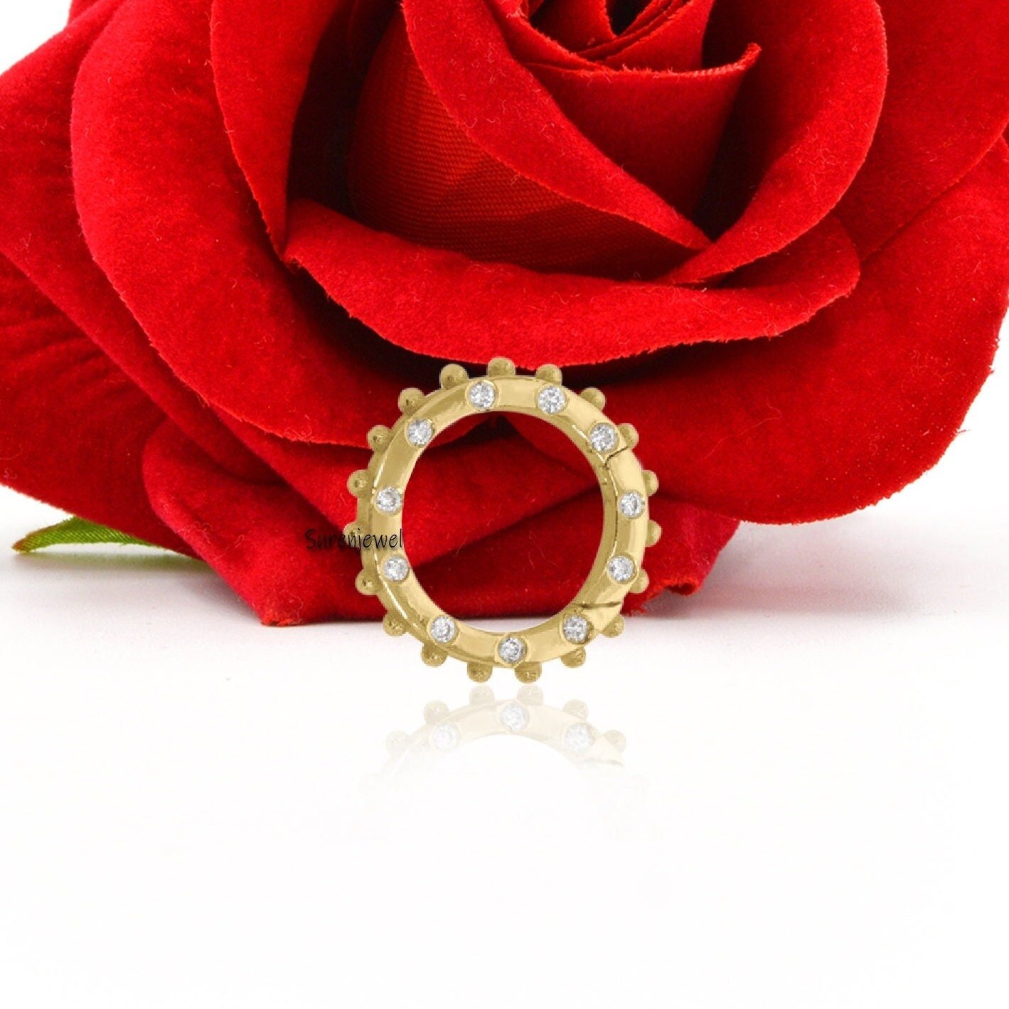 14K Gold Circle Charm Enhancer: Round Ball Link Clasp - Suren Jewels | SKU: SJP1516 14K Gold Circle Charm Enhancer: Round Ball Link Clasp - Suren Jewels | SKU: SJP1516