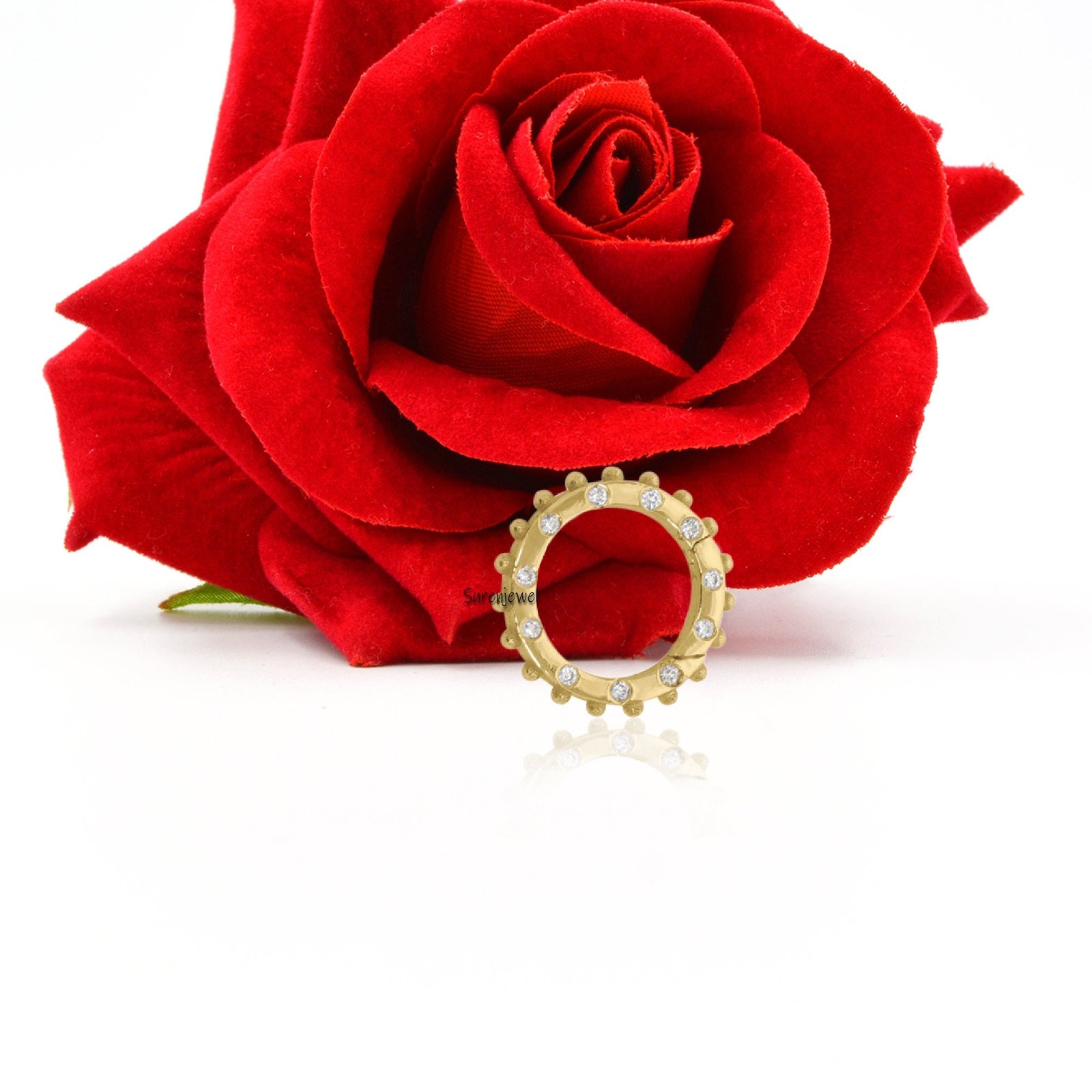 14K Gold Circle Charm Enhancer: Round Ball Link Clasp - View 3 - Suren Jewels | SKU: SJP1516 14K Gold Circle Charm Enhancer: Round Ball Link Clasp - View 3 - Suren Jewels | SKU: SJP1516