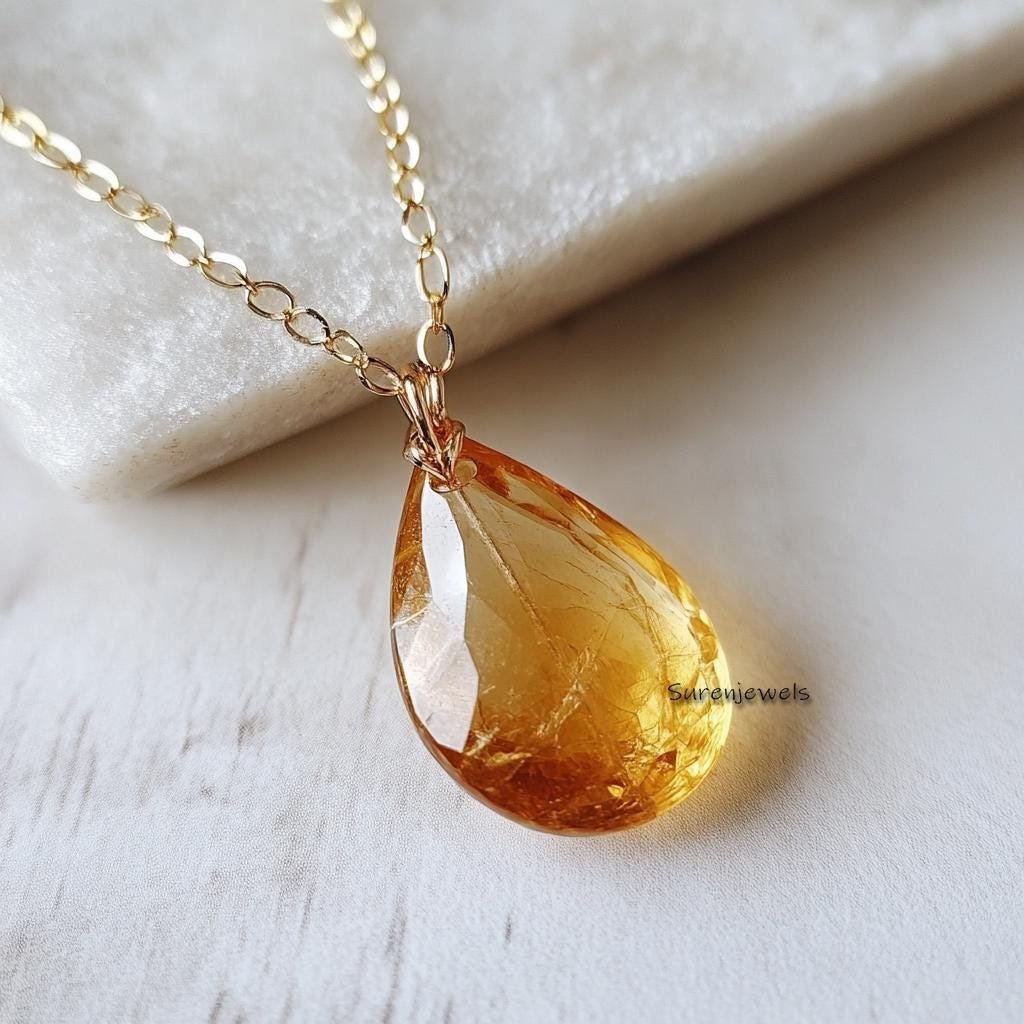 14K Gold Citrine Teardrop Pendant, Gold Gemstone Drop Pendant, Gemstone Teardrop Pendant, 14K Designer Drop Pendant, Gold Tea 14K Gold Citrine Teardrop Pendant, Gold Gemstone Drop Pendant, Gemstone Teardrop Pendant, 14K Designer Drop Pendant, Gold Tea