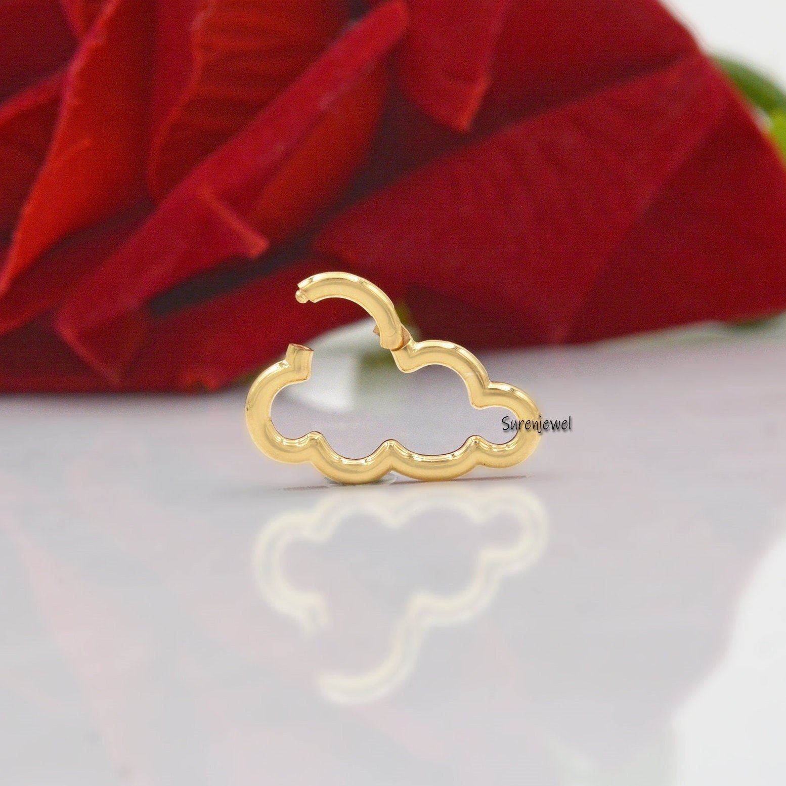14K Gold Cloud Enhancer Lock: Necklace Charm Connector - Suren Jewels | SKU: SJP1073-SLYG 14K Gold Cloud Enhancer Lock: Necklace Charm Connector - Suren Jewels | SKU: SJP1073-SLYG