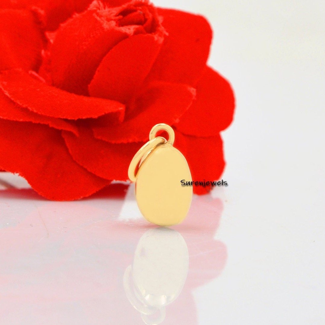 14K Gold Coffee Bean Charm Pendant: Designer Jewelry (16*7 mm) - View 2 - Suren Jewels | SKU: SJP637-14KYG 14K Gold Coffee Bean Charm Pendant: Designer Jewelry (16*7 mm) - View 2 - Suren Jewels | SKU: SJP637-14KYG