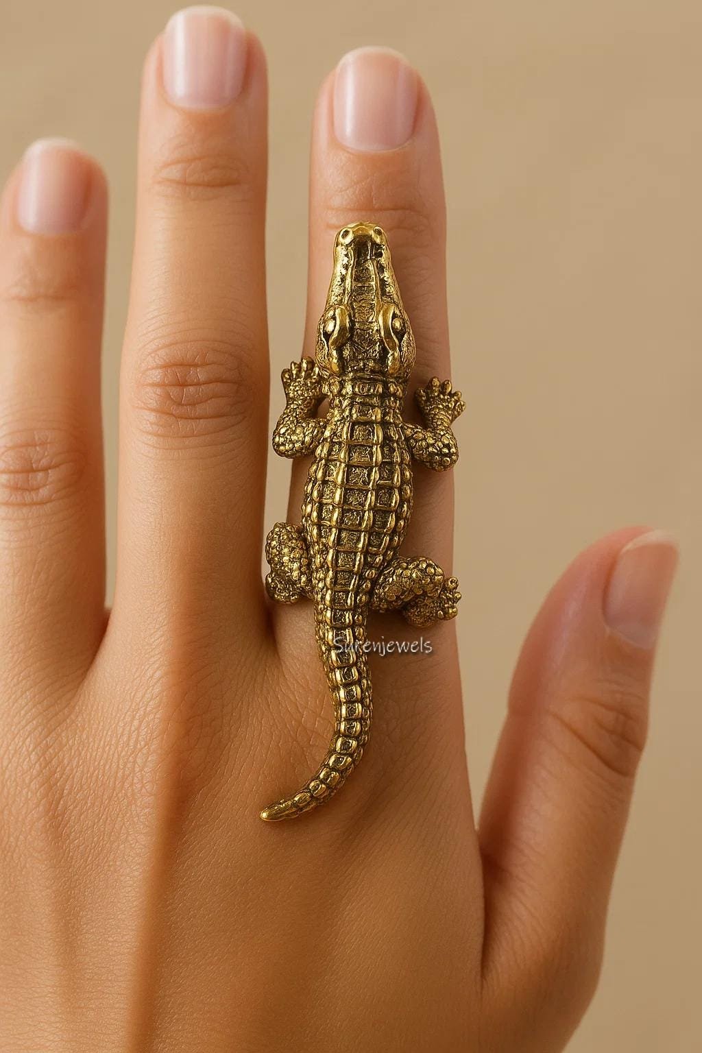 14k Gold Crocodile Ring: Animal Jewelry - Suren Jewels | SKU: SJR2950-SLYG-US-7 14k Gold Crocodile Ring: Animal Jewelry - Suren Jewels | SKU: SJR2950-SLYG-US-7