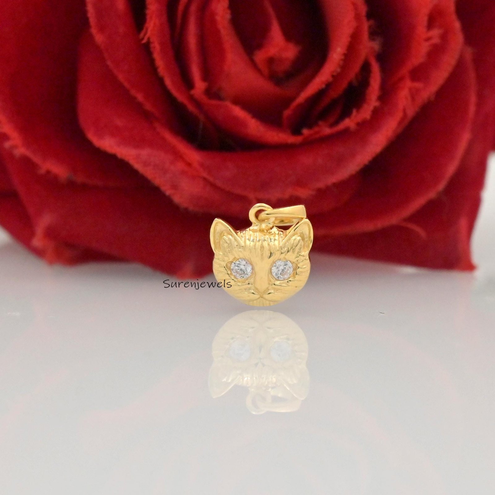 14K Gold Diamond Cat Pendant, Animal Jewelry - Suren Jewels | SKU: SJP4624-SLRHYSP-15M 14K Gold Diamond Cat Pendant, Animal Jewelry - Suren Jewels | SKU: SJP4624-SLRHYSP-15M