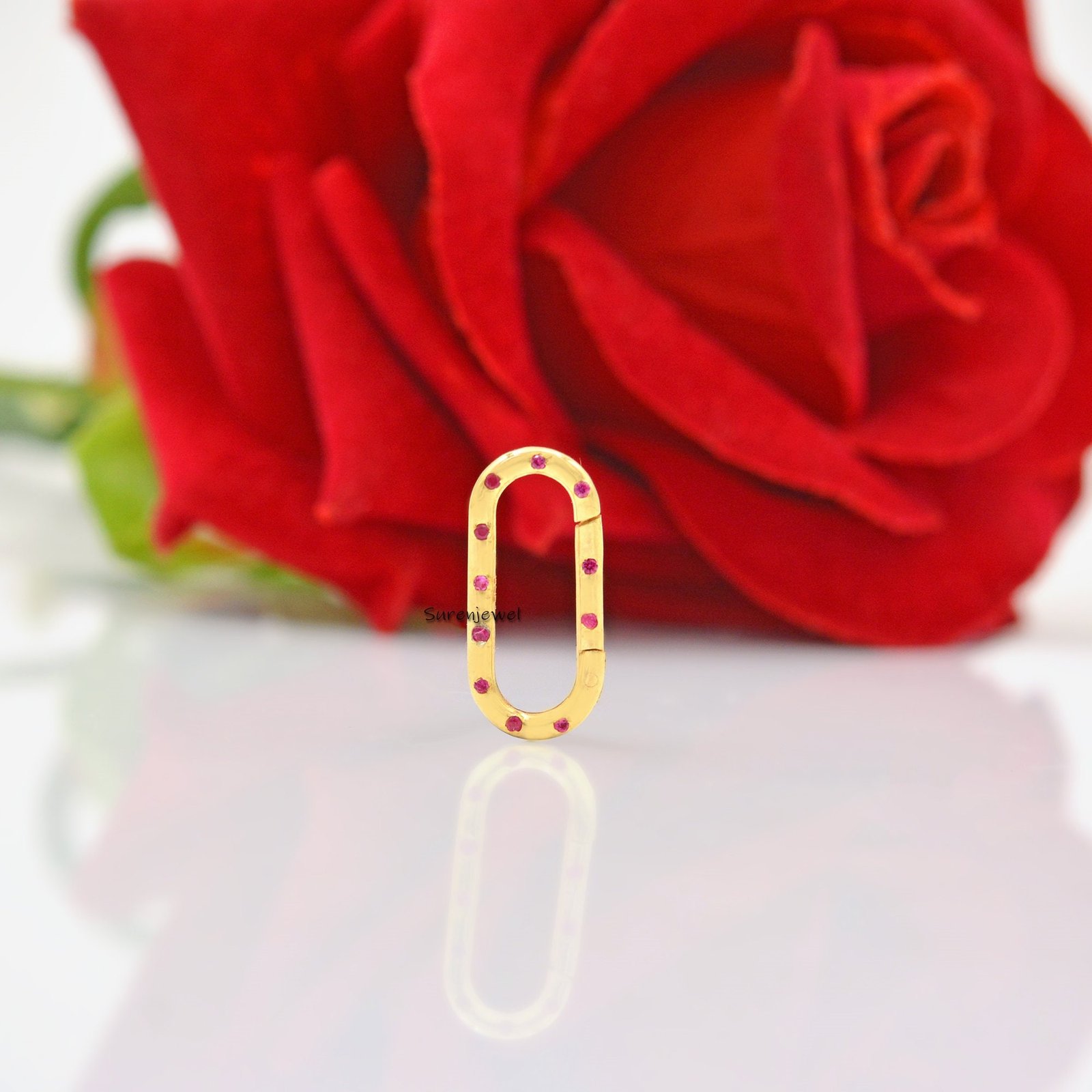 14K Gold Diamond Charm Enhancer: Elongated Charm Holder - View 5 - Suren Jewels | SKU: SJP575-14KWGBS 14K Gold Diamond Charm Enhancer: Elongated Charm Holder - View 5 - Suren Jewels | SKU: SJP575-14KWGBS