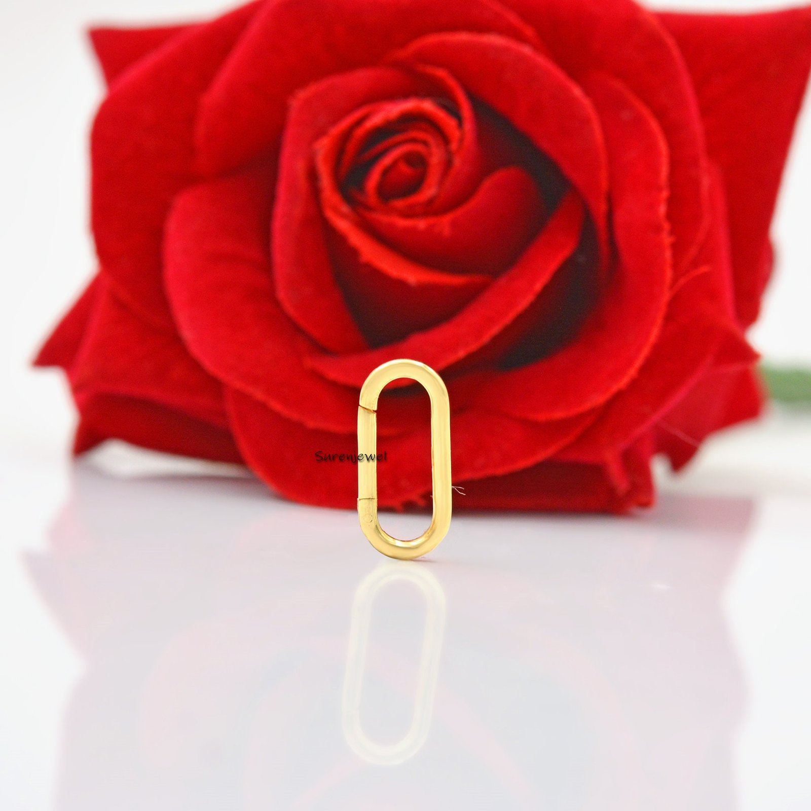 14K Gold Diamond Charm Enhancer: Elongated Charm Holder - View 6 - Suren Jewels | SKU: SJP575-14KWGBS 14K Gold Diamond Charm Enhancer: Elongated Charm Holder - View 6 - Suren Jewels | SKU: SJP575-14KWGBS