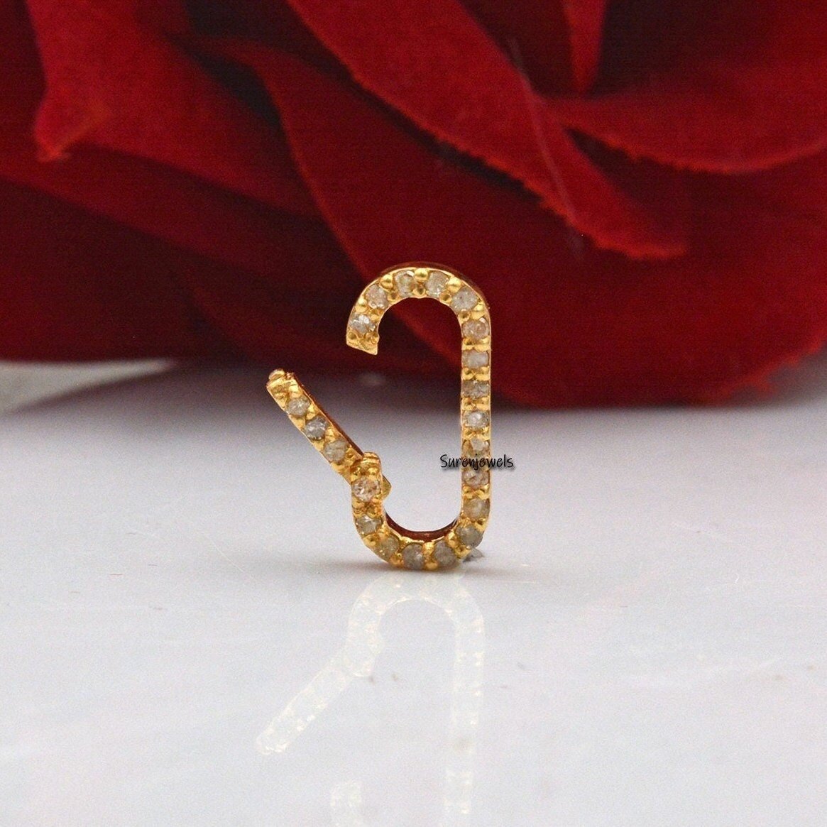 14k Gold Diamond Charm Enhancer: Yellow Gold Paperclip Necklace Holder - Suren Jewels | SKU: SJP445-14KYG,SJP718-14KYGDI 14k Gold Diamond Charm Enhancer: Yellow Gold Paperclip Necklace Holder - Suren Jewels | SKU: SJP445-14KYG,SJP718-14KYGDI