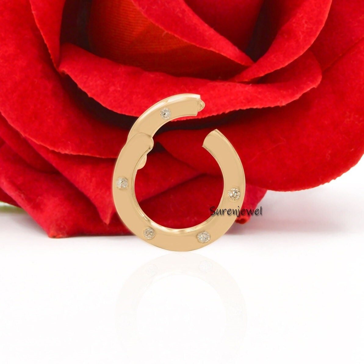 14k Gold Diamond Charm Holder: Round Charm Enhancer - View 2 - Suren Jewels | SKU: SJP482-14KYGPSP-10M 14k Gold Diamond Charm Holder: Round Charm Enhancer - View 2 - Suren Jewels | SKU: SJP482-14KYGPSP-10M