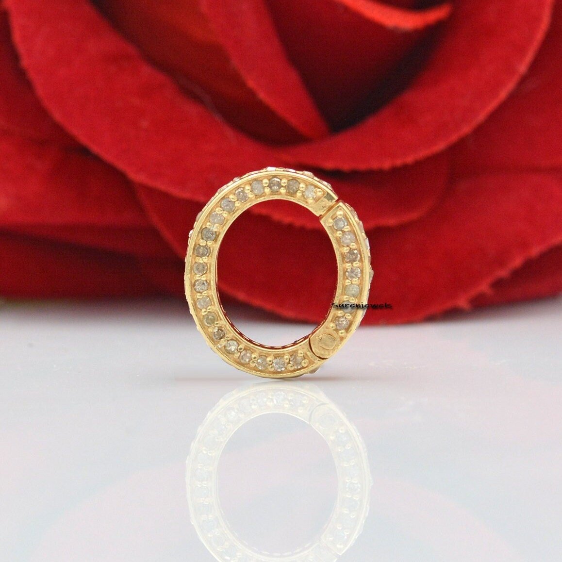 14K Gold Diamond Charm Lock: Enhancer Pendant Clasp (15x17 MM) - View 6 - Suren Jewels | SKU: SJF02-14KYGDI 14K Gold Diamond Charm Lock: Enhancer Pendant Clasp (15x17 MM) - View 6 - Suren Jewels | SKU: SJF02-14KYGDI