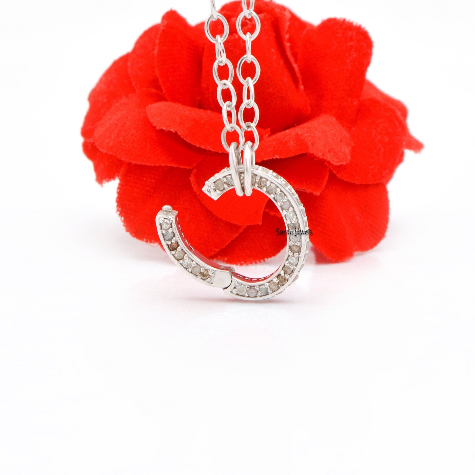 14K Gold Diamond Charm Lock: Enhancer Pendant Clasp (15x17 MM) - View 7 - Suren Jewels | SKU: SJF02-14KYGDI 14K Gold Diamond Charm Lock: Enhancer Pendant Clasp (15x17 MM) - View 7 - Suren Jewels | SKU: SJF02-14KYGDI