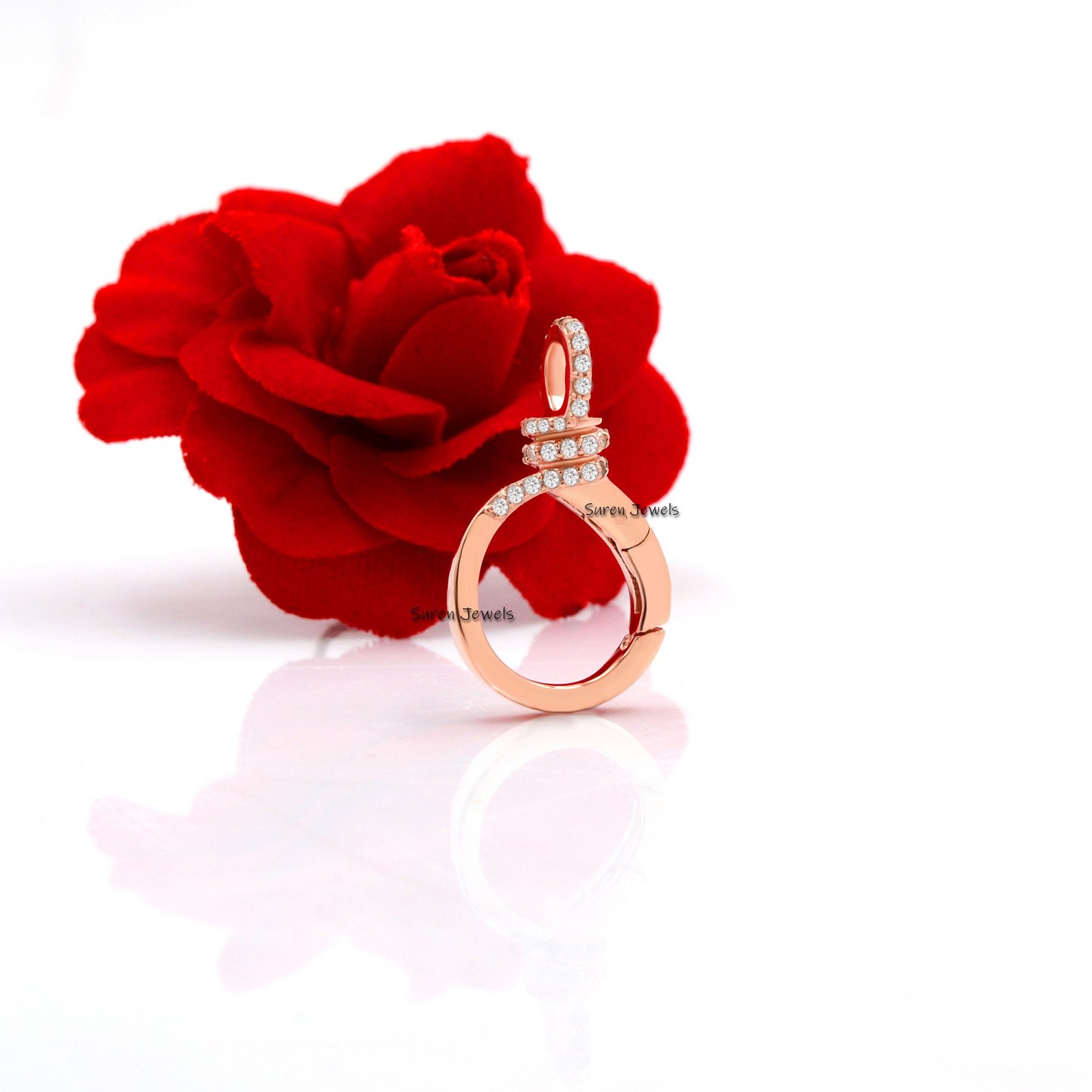 14K Gold Diamond Charm Lock: Enhancer Pendant Clasp (25MM) - View 4 - Suren Jewels | SKU: SJL788 14K Gold Diamond Charm Lock: Enhancer Pendant Clasp (25MM) - View 4 - Suren Jewels | SKU: SJL788