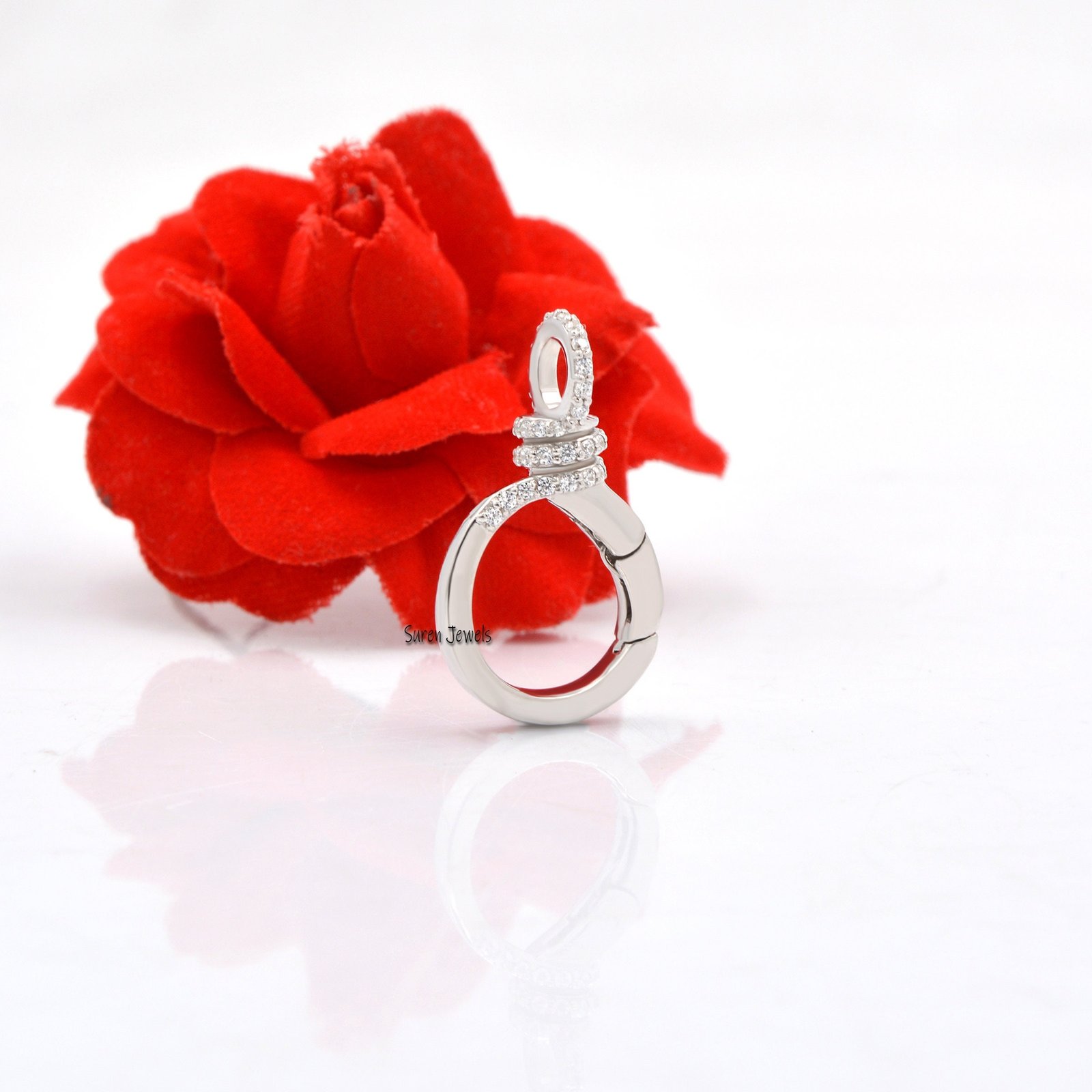 14K Gold Diamond Charm Lock: Enhancer Pendant Clasp (25MM) - View 6 - Suren Jewels | SKU: SJL788 14K Gold Diamond Charm Lock: Enhancer Pendant Clasp (25MM) - View 6 - Suren Jewels | SKU: SJL788