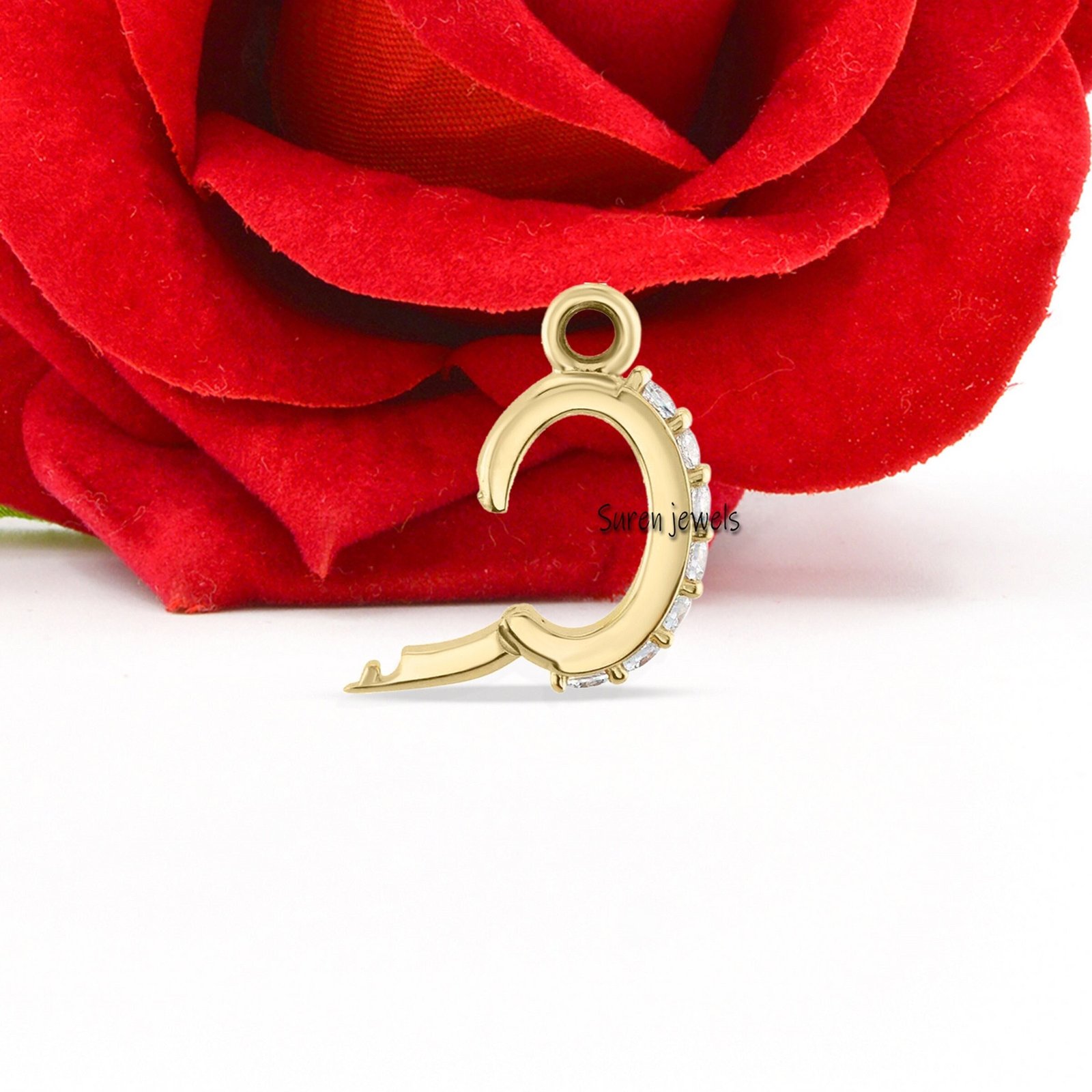 14K Gold Diamond Charm Lock: Enhancer Pendant Clasp - Suren Jewels | SKU: SJP1462-SLYGDI 14K Gold Diamond Charm Lock: Enhancer Pendant Clasp - Suren Jewels | SKU: SJP1462-SLYGDI
