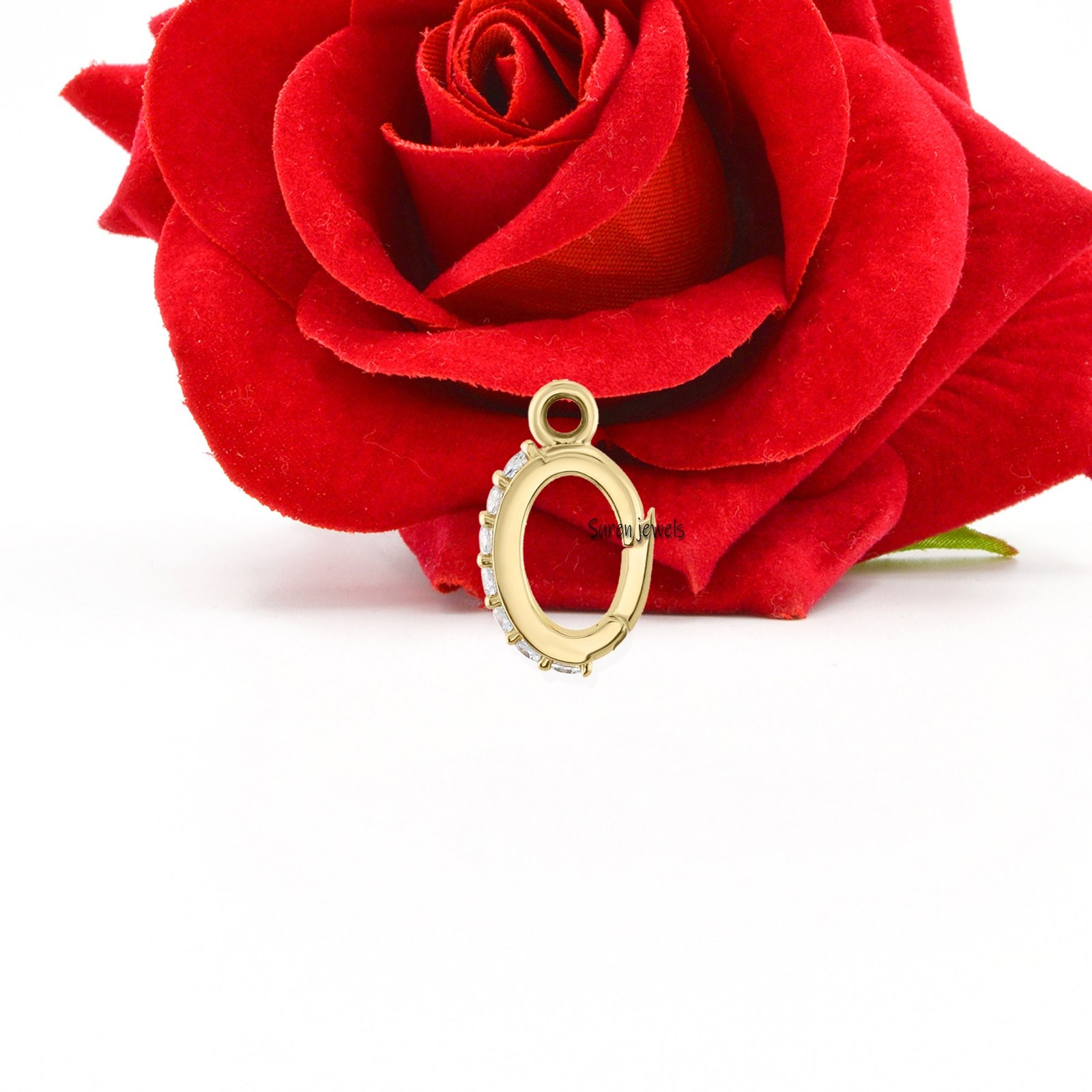 14K Gold Diamond Charm Lock: Enhancer Pendant Clasp - View 4 - Suren Jewels | SKU: SJP1462-SLYGDI 14K Gold Diamond Charm Lock: Enhancer Pendant Clasp - View 4 - Suren Jewels | SKU: SJP1462-SLYGDI