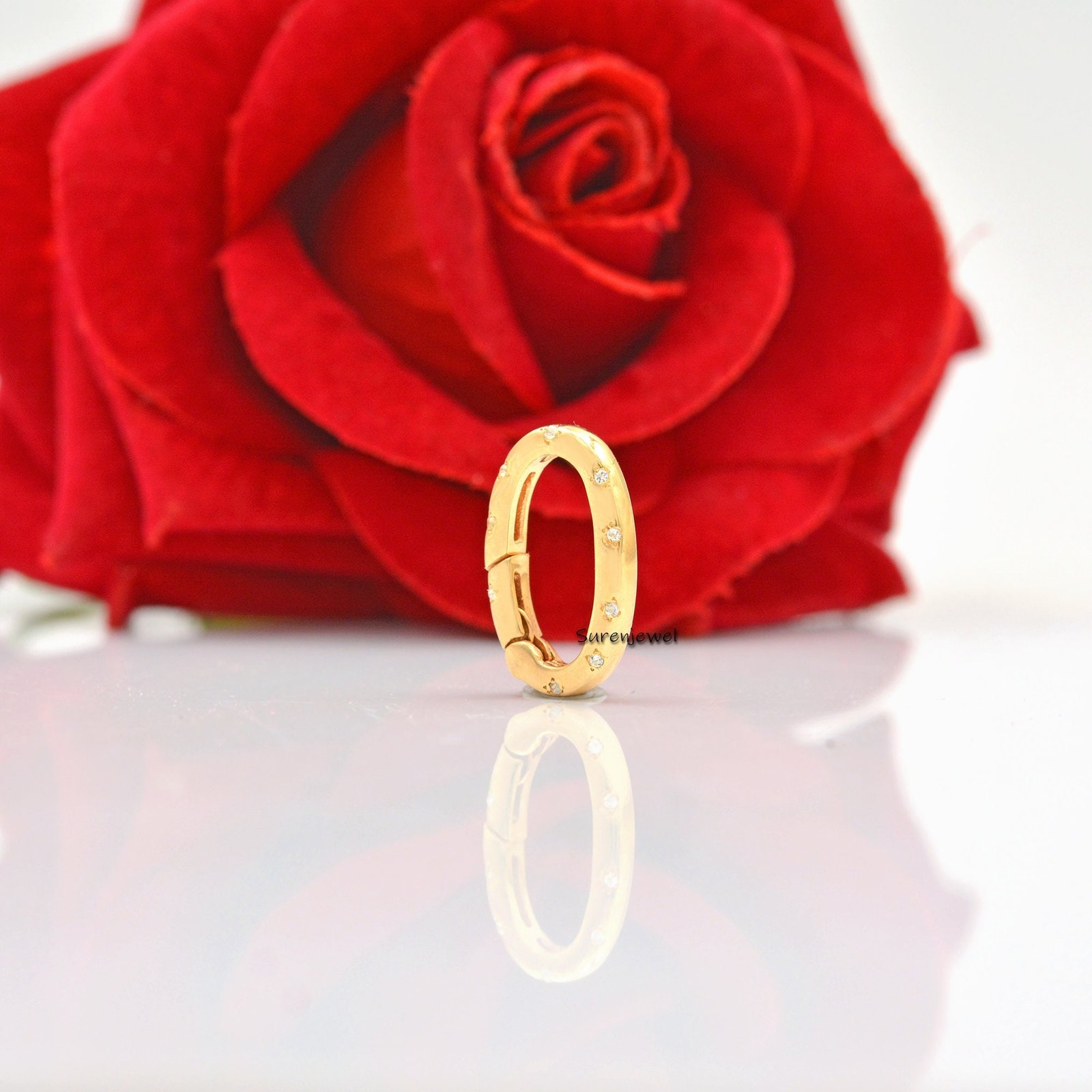 14K Gold Diamond Charm Lock, Enhancer Pendant Clip - View 2 - Suren Jewels | SKU: SJP804- 14K Gold Diamond Charm Lock, Enhancer Pendant Clip - View 2 - Suren Jewels | SKU: SJP804-