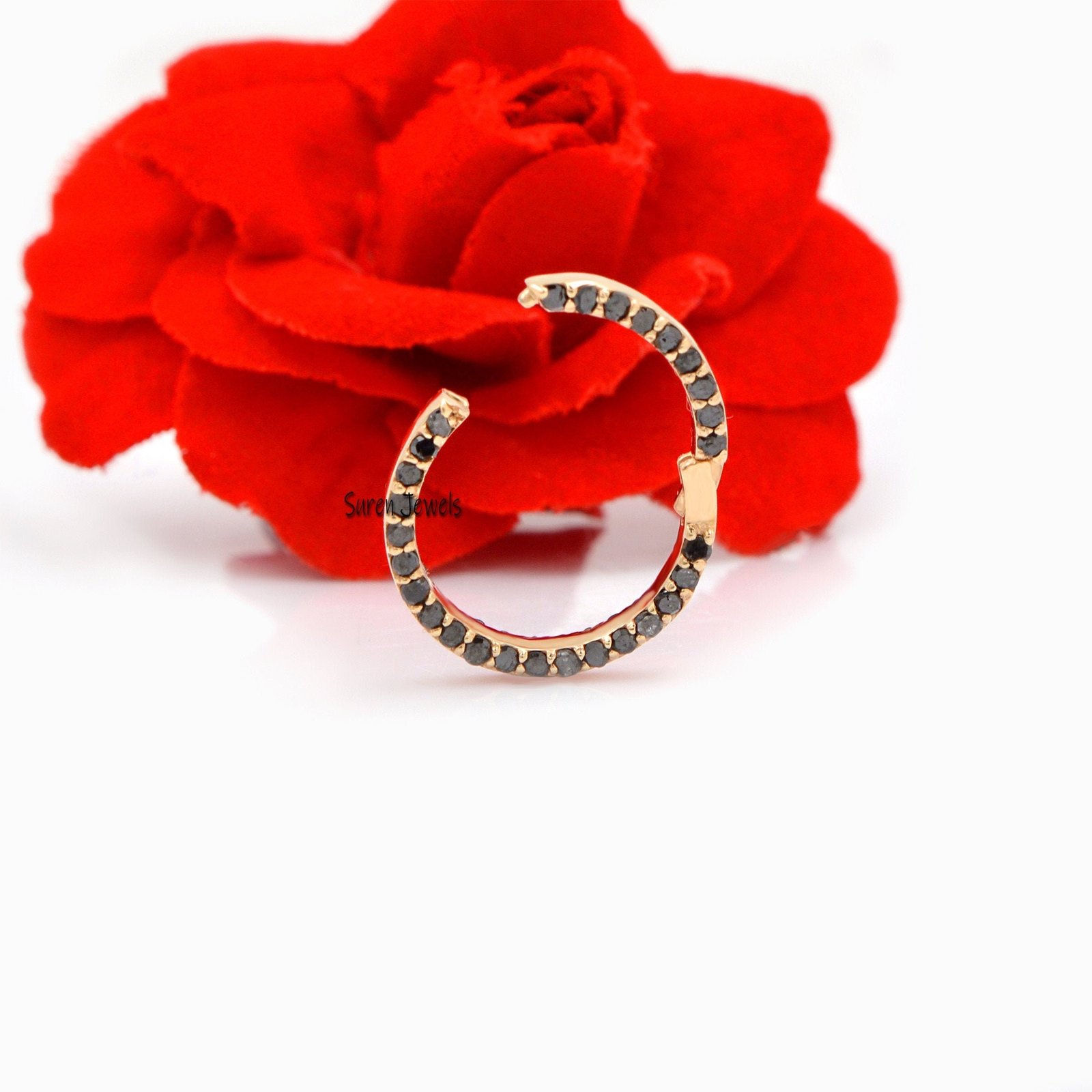 14k Gold Diamond Circle Charm Holder: Enhancer Connector, 15mm - Suren Jewels | SKU: SJP876 -14KYGBDI 14k Gold Diamond Circle Charm Holder: Enhancer Connector, 15mm - Suren Jewels | SKU: SJP876 -14KYGBDI