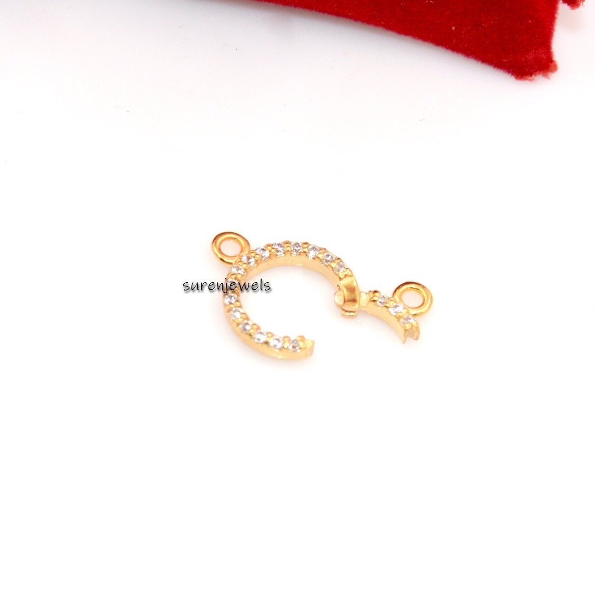 14k Gold Diamond Circle Charm Holder: Enhancer Connector - Suren Jewels | SKU: SJF257-SLYGDI 14k Gold Diamond Circle Charm Holder: Enhancer Connector - Suren Jewels | SKU: SJF257-SLYGDI