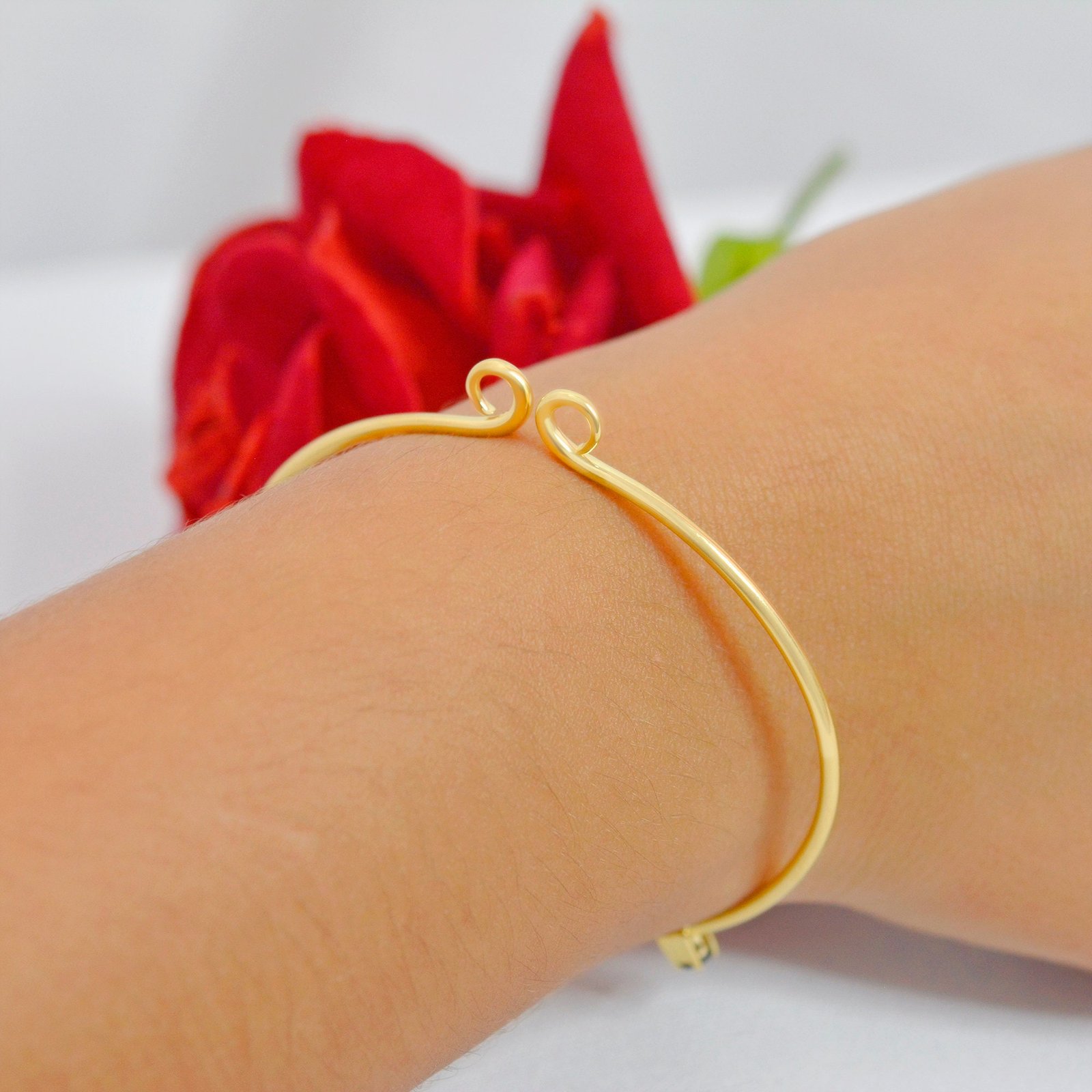 14k Gold Diamond Cuff Bangle: Moissanite, Opal & Sapphire - View 4 - Suren Jewels | SKU: SJB33-14KYGDIBSPOP 14k Gold Diamond Cuff Bangle: Moissanite, Opal & Sapphire - View 4 - Suren Jewels | SKU: SJB33-14KYGDIBSPOP