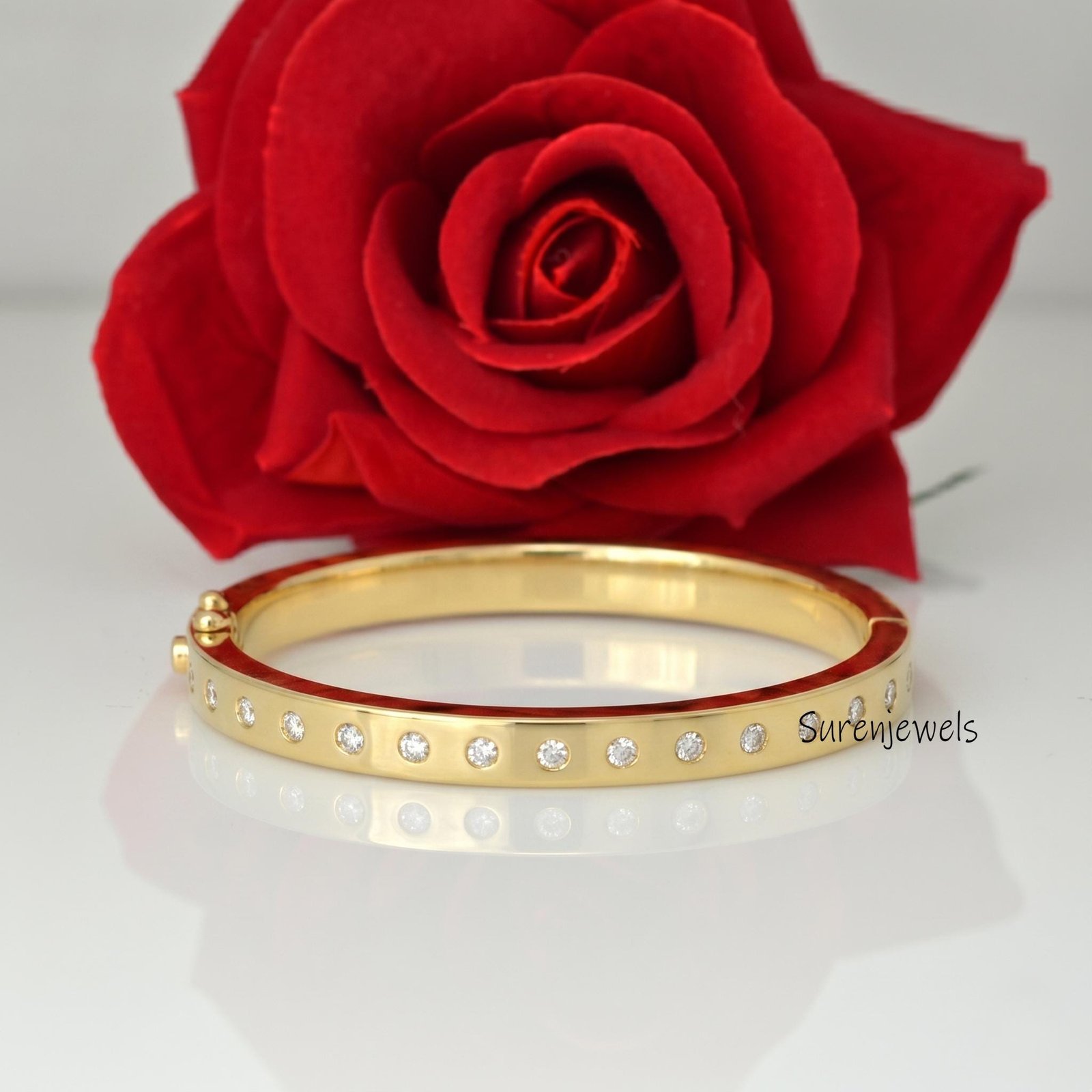 14k Gold Diamond Flush Set Bangle, Solid 14k Gold Hinged Bangle: Dainty Oval BraceletSimple Gold Bangle, Gold Women's Bangle 14k Gold Diamond Flush Set Bangle, Solid 14k Gold Hinged Bangle: Dainty Oval BraceletSimple Gold Bangle, Gold Women's Bangle