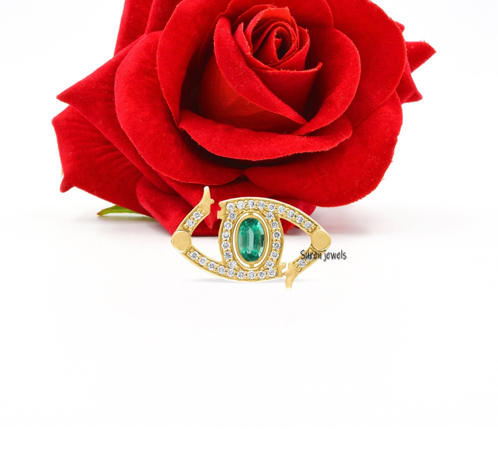 14k Gold Diamond Gemstone Enhancer Lock: Charm Pendant Holder - View 3 - Suren Jewels | SKU: SJF226-SLYGDIEM 14k Gold Diamond Gemstone Enhancer Lock: Charm Pendant Holder - View 3 - Suren Jewels | SKU: SJF226-SLYGDIEM