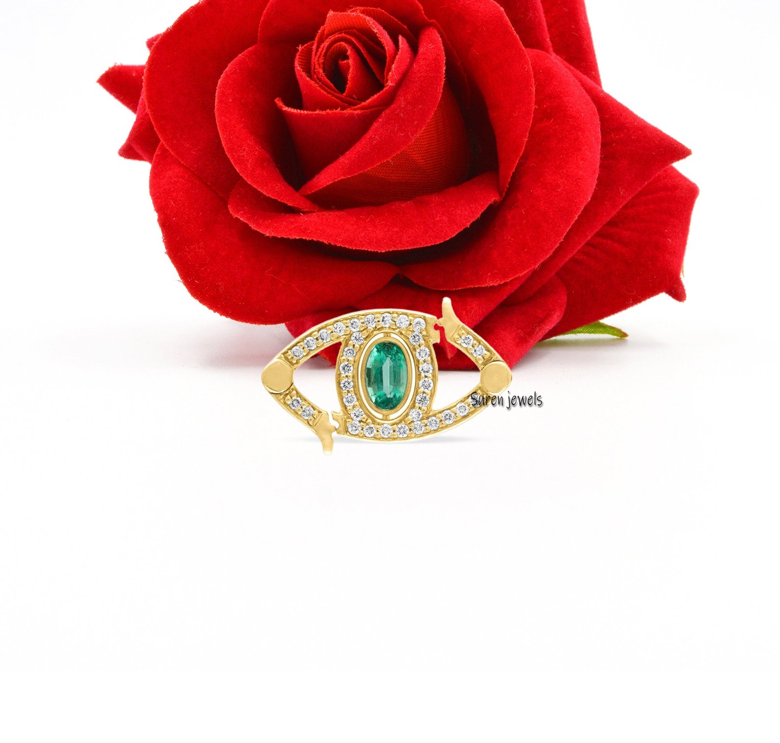 14k Gold Diamond Gemstone Enhancer Lock: Charm Pendant Holder - View 4 - Suren Jewels | SKU: SJF226-SLYGDIEM 14k Gold Diamond Gemstone Enhancer Lock: Charm Pendant Holder - View 4 - Suren Jewels | SKU: SJF226-SLYGDIEM