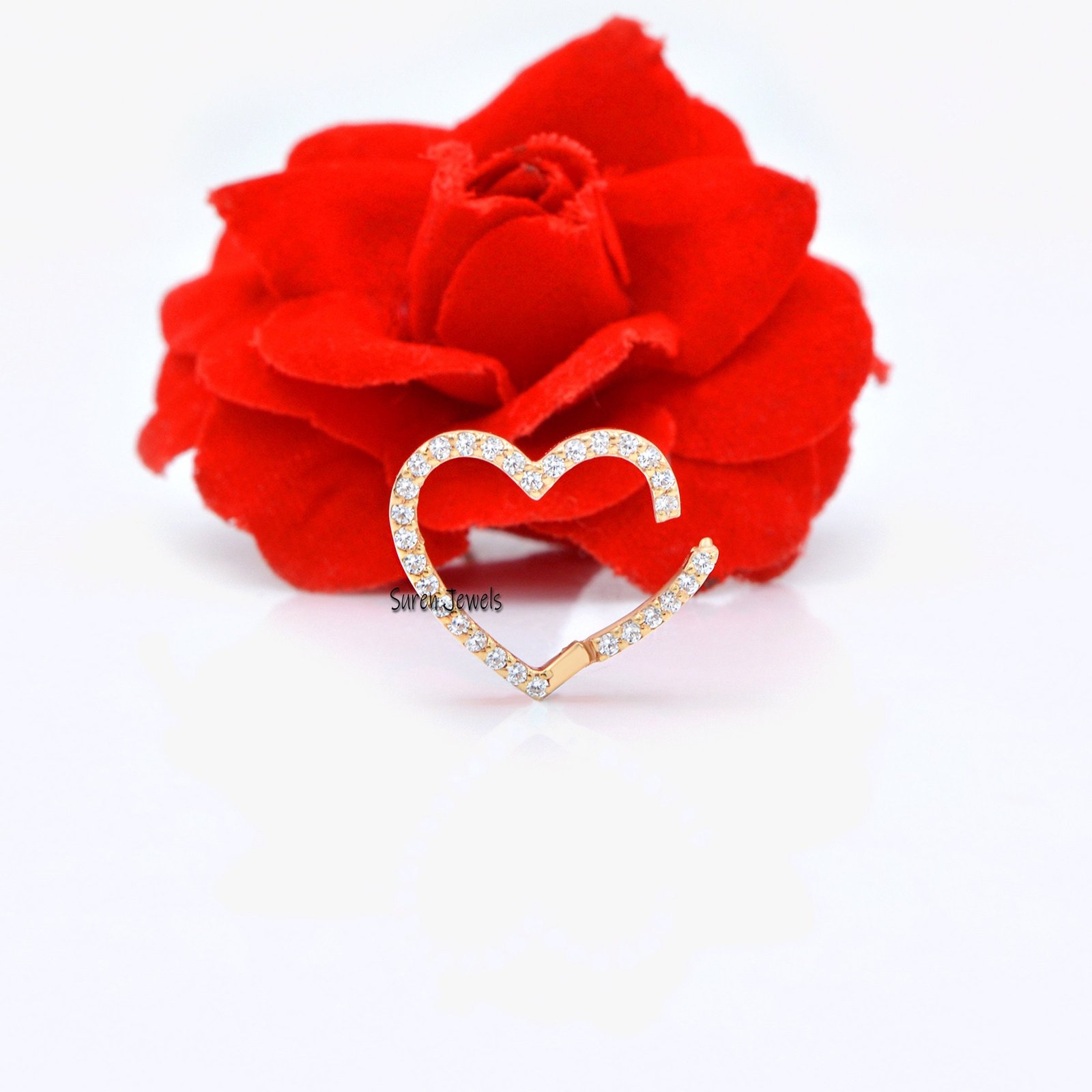 14k Gold Diamond Heart Charm Enhancer: Turquoise Gemstone Link - View 2 - Suren Jewels | SKU: SJP536-14KYGTQ 14k Gold Diamond Heart Charm Enhancer: Turquoise Gemstone Link - View 2 - Suren Jewels | SKU: SJP536-14KYGTQ