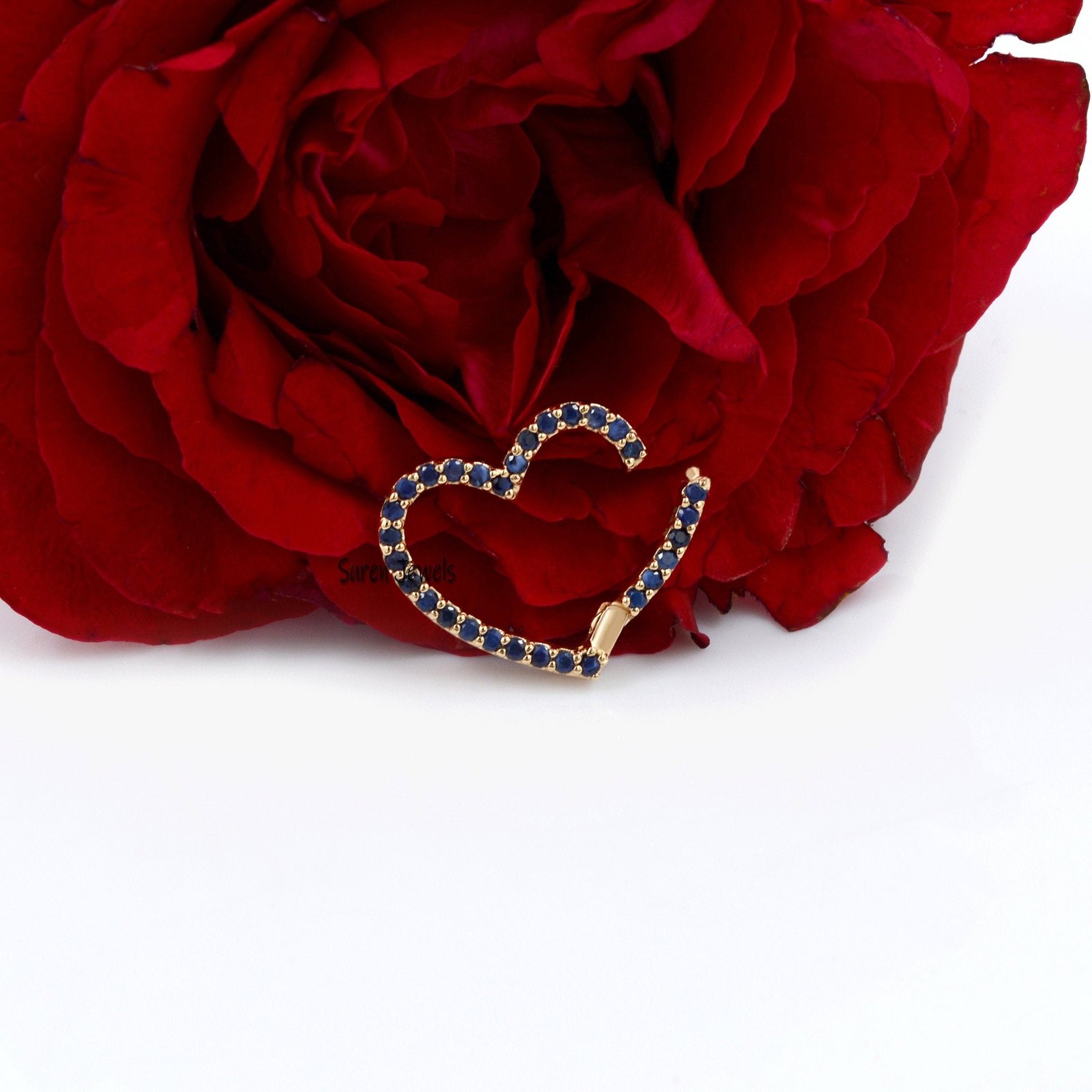 14k Gold Diamond Heart Charm Enhancer: Turquoise Gemstone Link - View 3 - Suren Jewels | SKU: SJP536-14KYGTQ 14k Gold Diamond Heart Charm Enhancer: Turquoise Gemstone Link - View 3 - Suren Jewels | SKU: SJP536-14KYGTQ