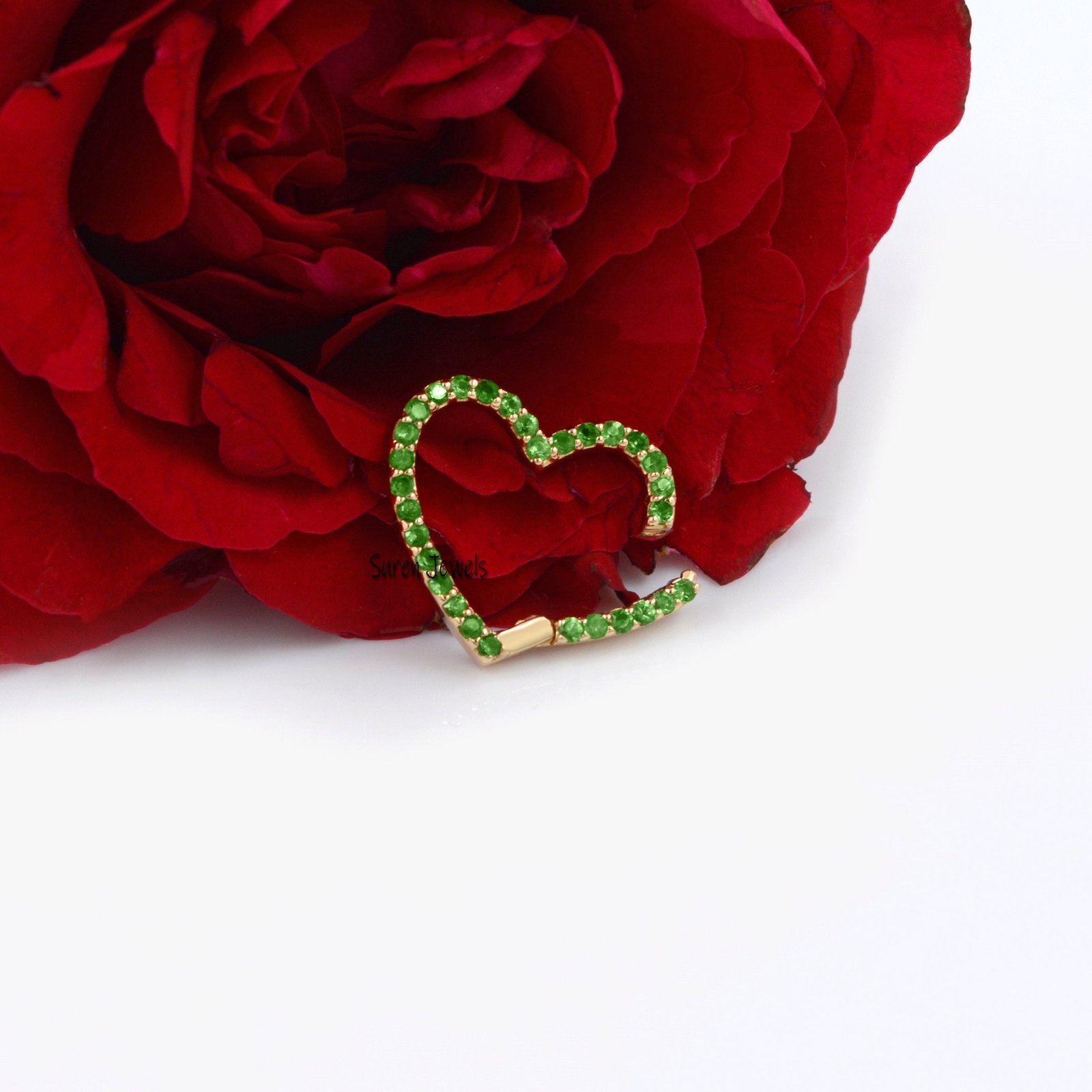 14k Gold Diamond Heart Charm Enhancer: Turquoise Gemstone Link - View 6 - Suren Jewels | SKU: SJP536-14KYGTQ 14k Gold Diamond Heart Charm Enhancer: Turquoise Gemstone Link - View 6 - Suren Jewels | SKU: SJP536-14KYGTQ