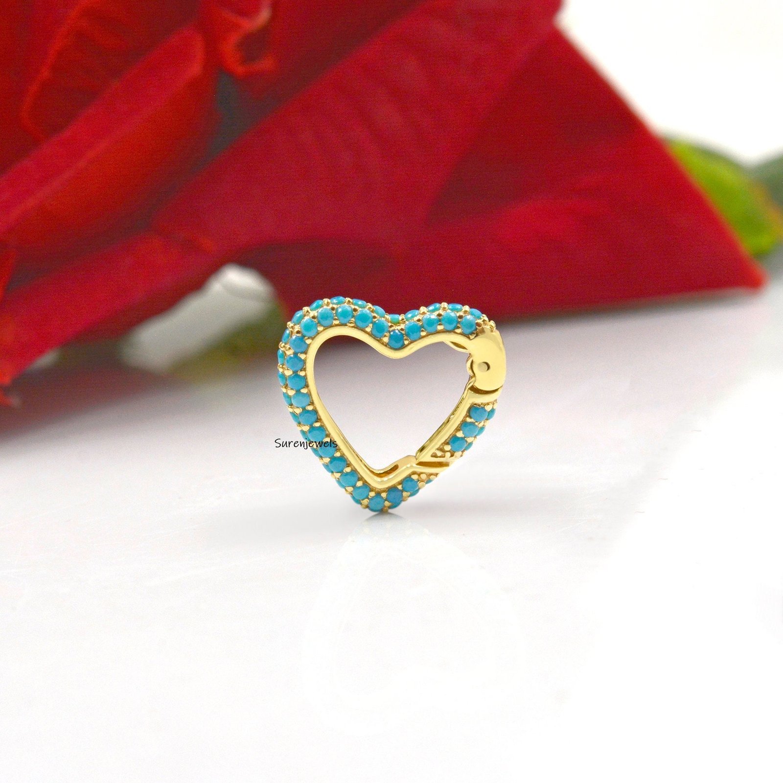 14K Gold Diamond Heart Charm Holder: Enhancer Lock - Suren Jewels | SKU: SJP1182-SLYGTQ 14K Gold Diamond Heart Charm Holder: Enhancer Lock - Suren Jewels | SKU: SJP1182-SLYGTQ