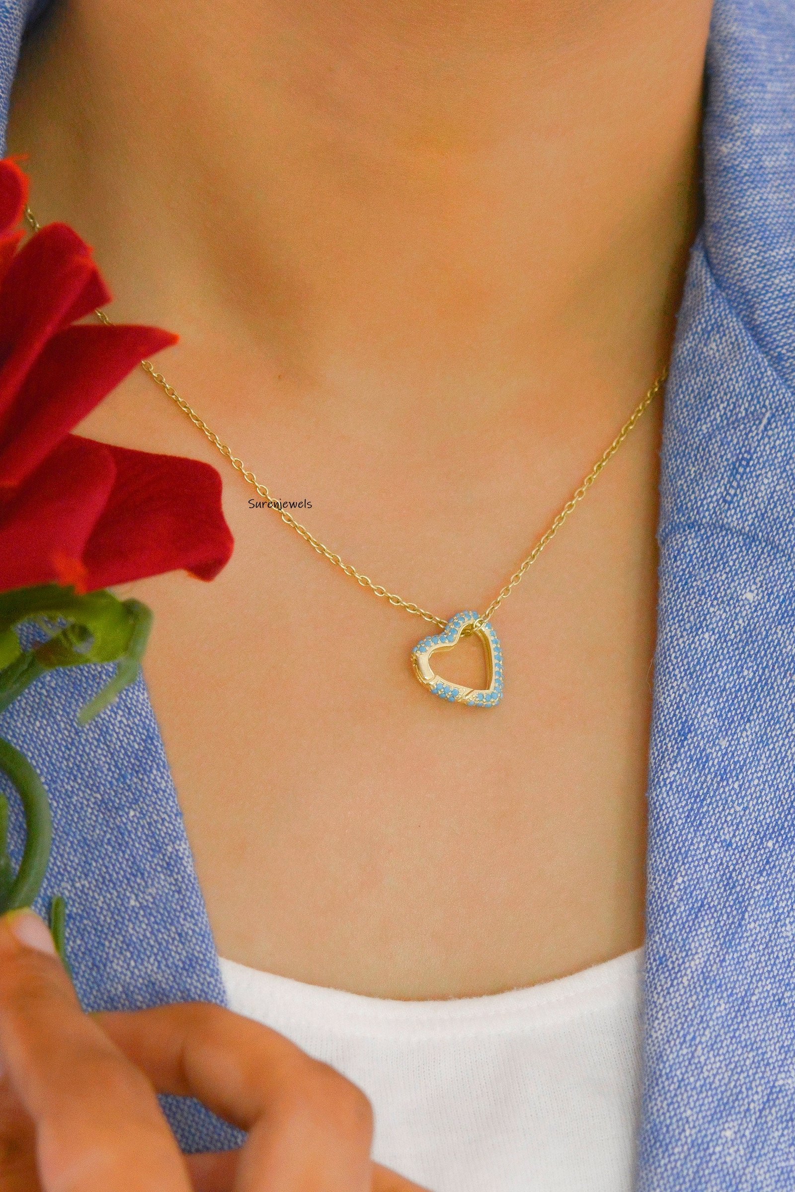 14K Gold Diamond Heart Charm Holder: Enhancer Lock - View 2 - Suren Jewels | SKU: SJP1182-SLYGTQ 14K Gold Diamond Heart Charm Holder: Enhancer Lock - View 2 - Suren Jewels | SKU: SJP1182-SLYGTQ