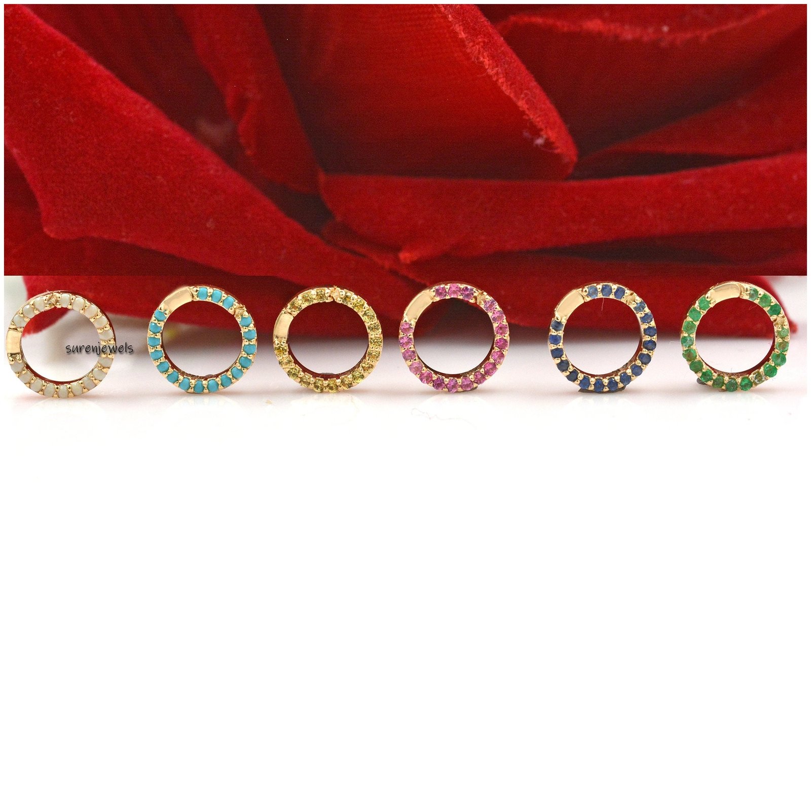 14K Gold Diamond Pave Circle Connector: 10mm Charm Enhancer - Suren Jewels | SKU: SJf119-10MM 14K Gold Diamond Pave Circle Connector: 10mm Charm Enhancer - Suren Jewels | SKU: SJf119-10MM