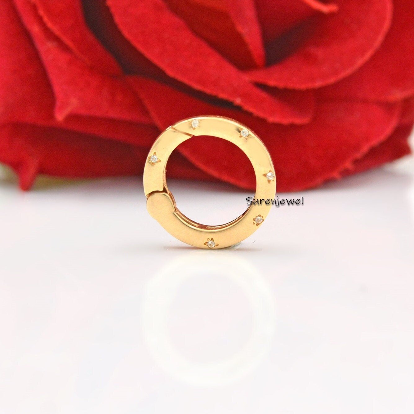 14K Gold Diamond Round Enhancer: Gemstone Charm Holder - Suren Jewels | SKU: SJP854-SLYGMTCS 14K Gold Diamond Round Enhancer: Gemstone Charm Holder - Suren Jewels | SKU: SJP854-SLYGMTCS