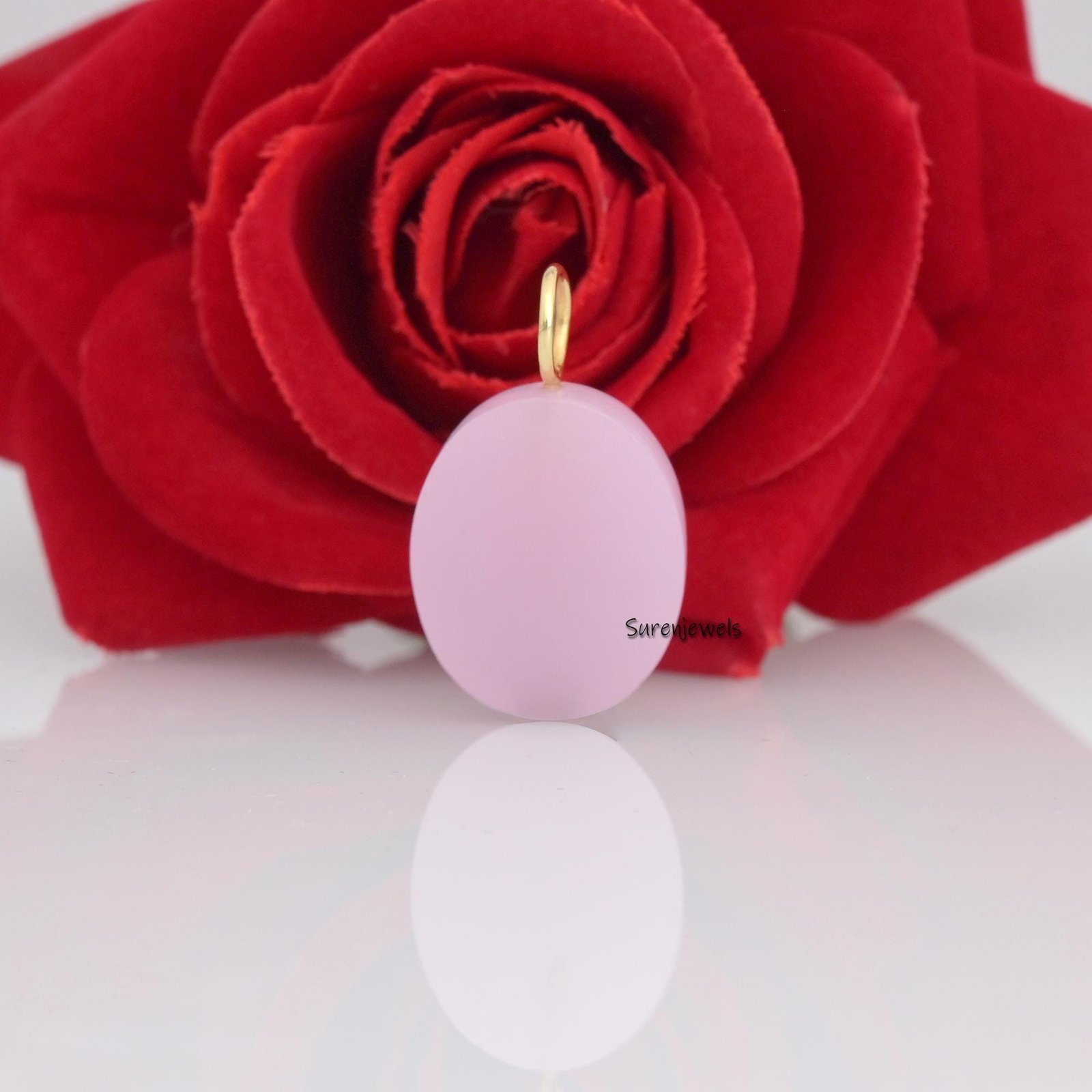 14k Gold Double Gemstone Oval Pendant: Suren Jewels - View 2 - Suren Jewels | SKU: SJP3369 14k Gold Double Gemstone Oval Pendant: Suren Jewels - View 2 - Suren Jewels | SKU: SJP3369