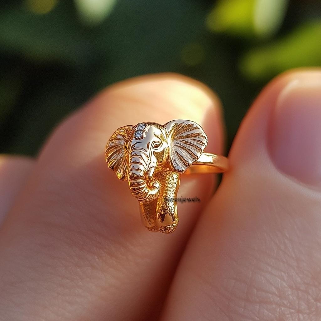 14k Gold Elephant Ring: Dainty Animal Jewelry - Suren Jewels | SKU: SJR3230-SLNS-US-7.5,SJR2938-SLRGCZ-US-7,SJR3021-SLYG-US-1 14k Gold Elephant Ring: Dainty Animal Jewelry - Suren Jewels | SKU: SJR3230-SLNS-US-7.5,SJR2938-SLRGCZ-US-7,SJR3021-SLYG-US-1