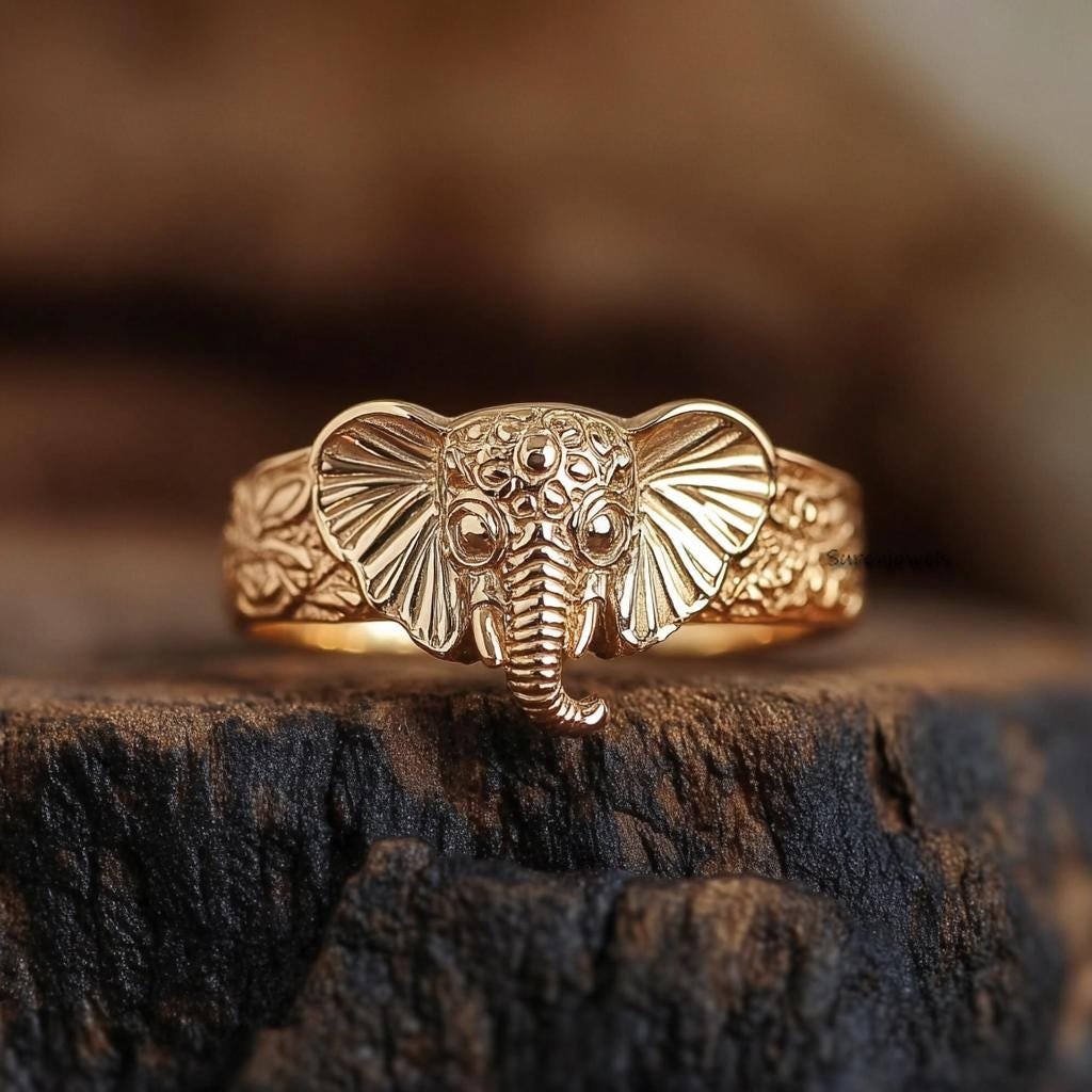 14k Gold Elephant Ring: Dainty Animal Jewelry - View 2 - Suren Jewels | SKU: SJR3230-SLNS-US-7.5,SJR2938-SLRGCZ-US-7,SJR3021- 14k Gold Elephant Ring: Dainty Animal Jewelry - View 2 - Suren Jewels | SKU: SJR3230-SLNS-US-7.5,SJR2938-SLRGCZ-US-7,SJR3021-