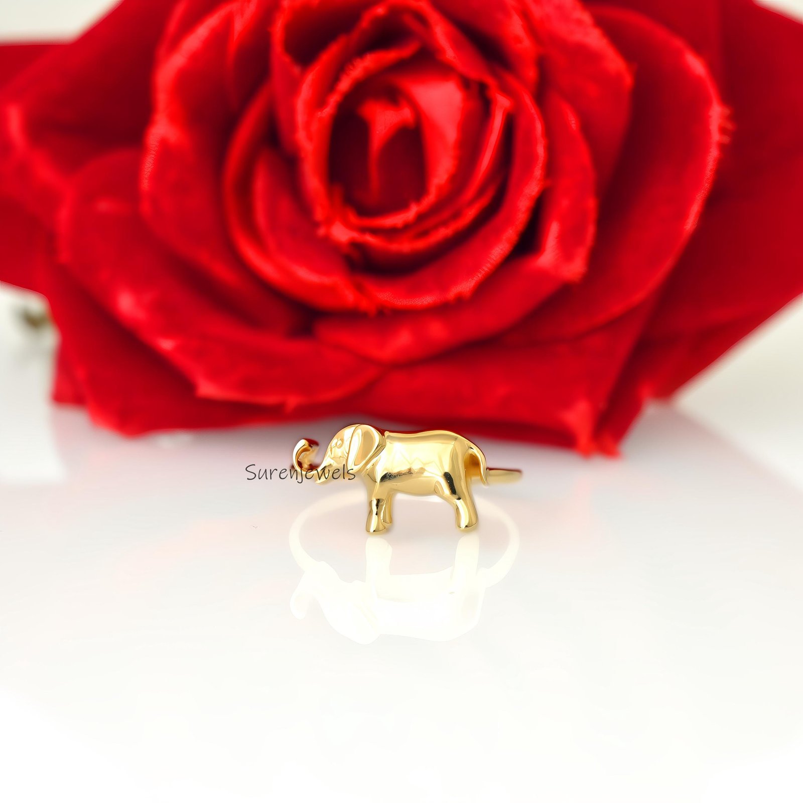 14k Gold Elephant Ring: Dainty Animal Jewelry - View 5 - Suren Jewels | SKU: SJR3230-SLNS-US-7.5,SJR2938-SLRGCZ-US-7,SJR3021- 14k Gold Elephant Ring: Dainty Animal Jewelry - View 5 - Suren Jewels | SKU: SJR3230-SLNS-US-7.5,SJR2938-SLRGCZ-US-7,SJR3021-
