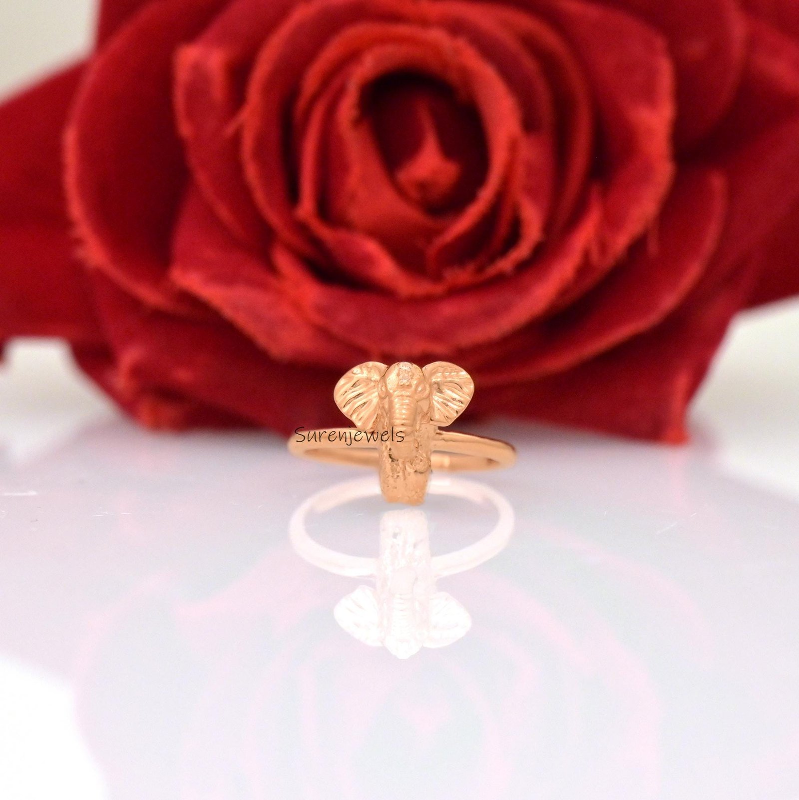 14k Gold Elephant Ring: Dainty Animal Jewelry - View 6 - Suren Jewels | SKU: SJR3230-SLNS-US-7.5,SJR2938-SLRGCZ-US-7,SJR3021- 14k Gold Elephant Ring: Dainty Animal Jewelry - View 6 - Suren Jewels | SKU: SJR3230-SLNS-US-7.5,SJR2938-SLRGCZ-US-7,SJR3021-