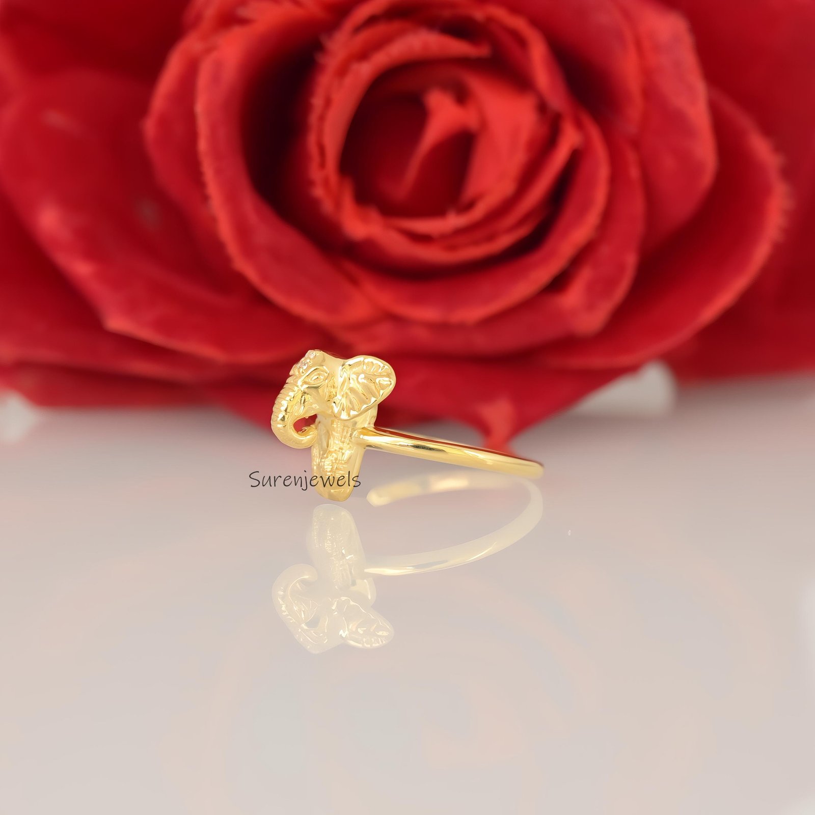 14k Gold Elephant Ring: Dainty Animal Jewelry - View 7 - Suren Jewels | SKU: SJR3230-SLNS-US-7.5,SJR2938-SLRGCZ-US-7,SJR3021- 14k Gold Elephant Ring: Dainty Animal Jewelry - View 7 - Suren Jewels | SKU: SJR3230-SLNS-US-7.5,SJR2938-SLRGCZ-US-7,SJR3021-