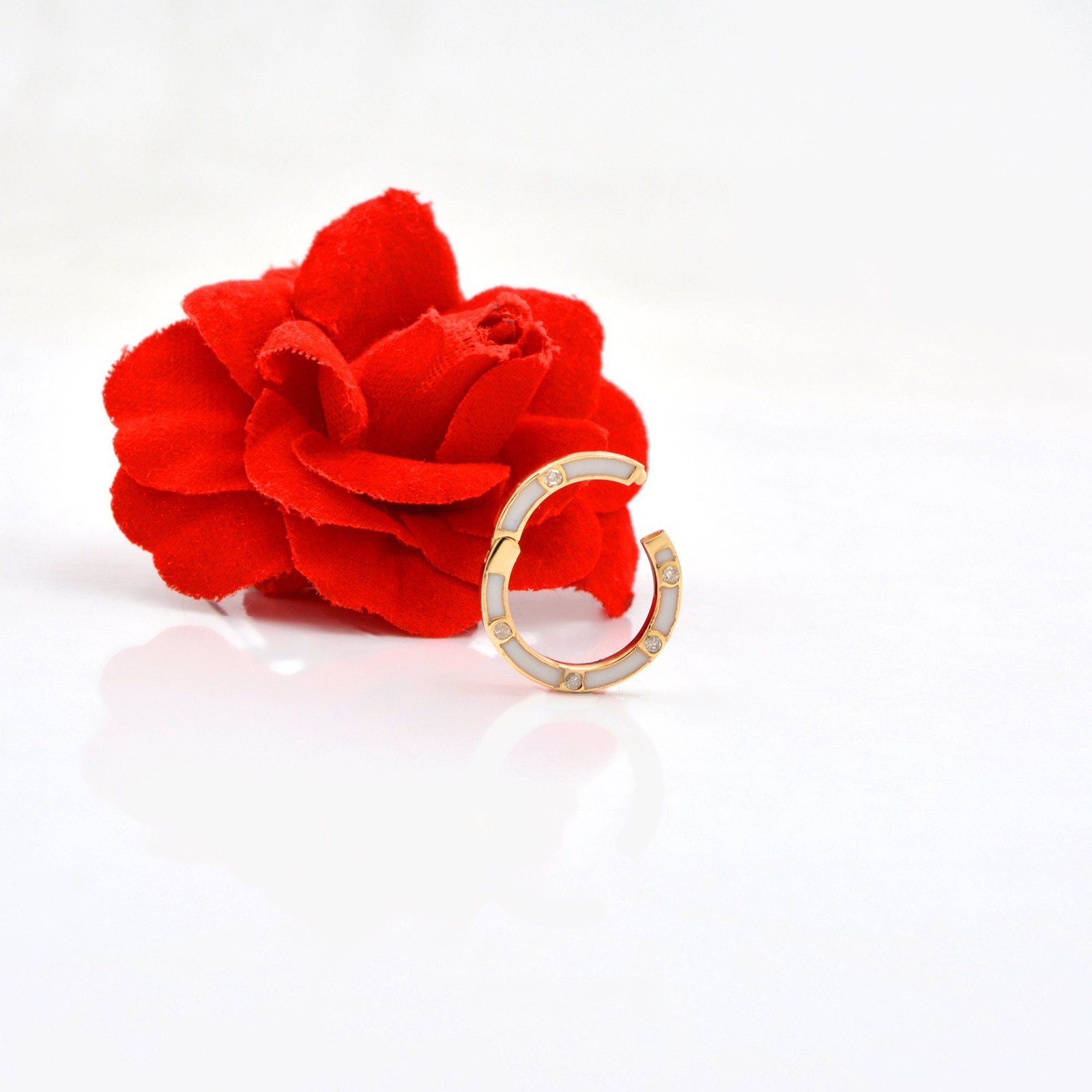14k Gold Enamel Charm Enhancer: Diamond Circle Charm Holder - Suren Jewels | SKU: SJP784- 14k Gold Enamel Charm Enhancer: Diamond Circle Charm Holder - Suren Jewels | SKU: SJP784-