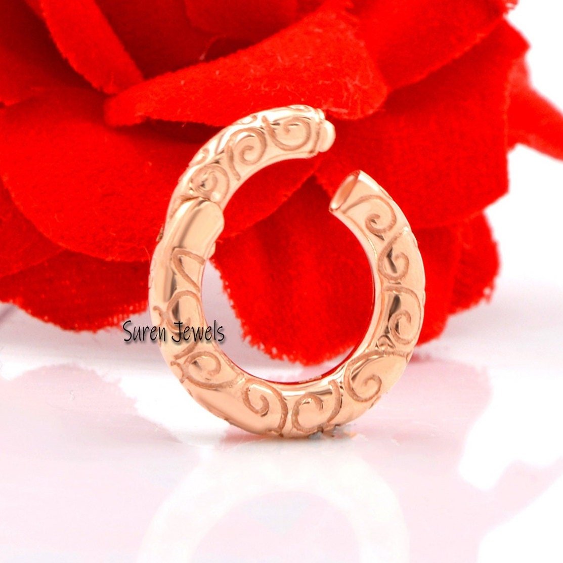 14k Gold Engraved Enhancer Lock: Multi Charm Holder - View 3 - Suren Jewels | SKU: SJP501- 14k Gold Engraved Enhancer Lock: Multi Charm Holder - View 3 - Suren Jewels | SKU: SJP501-