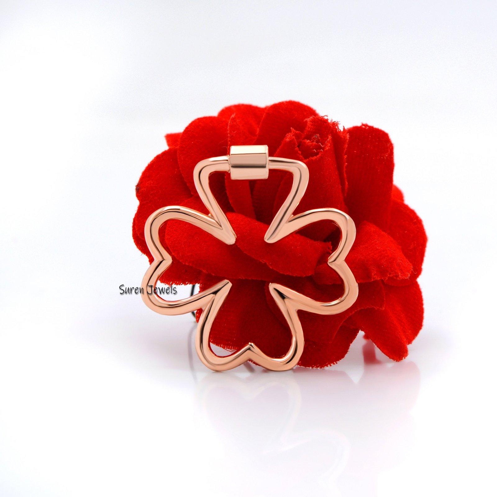 14k Gold Flower Carabiner Lock: Handmade Designer Pendant (30mm) - View 2 - Suren Jewels | SKU: SJC84-SLYG-N47-18I 14k Gold Flower Carabiner Lock: Handmade Designer Pendant (30mm) - View 2 - Suren Jewels | SKU: SJC84-SLYG-N47-18I