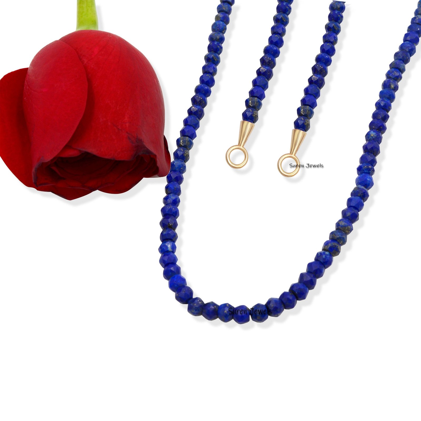 14k Gold Garnet Beads Carabiner Chain Necklace - View 6 - Suren Jewels | SKU: SJN247-SLYGOPL 14k Gold Garnet Beads Carabiner Chain Necklace - View 6 - Suren Jewels | SKU: SJN247-SLYGOPL