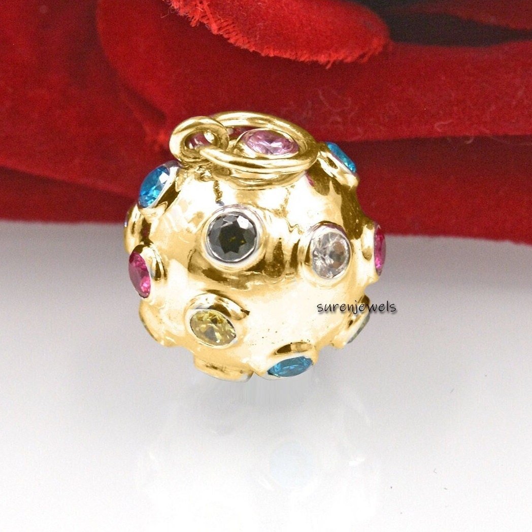 14k Gold Gemstone Ball Pendant: Diamond Star Design, Handmade - View 5 - Suren Jewels | SKU: SJP1488-SLNSMT-25M 14k Gold Gemstone Ball Pendant: Diamond Star Design, Handmade - View 5 - Suren Jewels | SKU: SJP1488-SLNSMT-25M