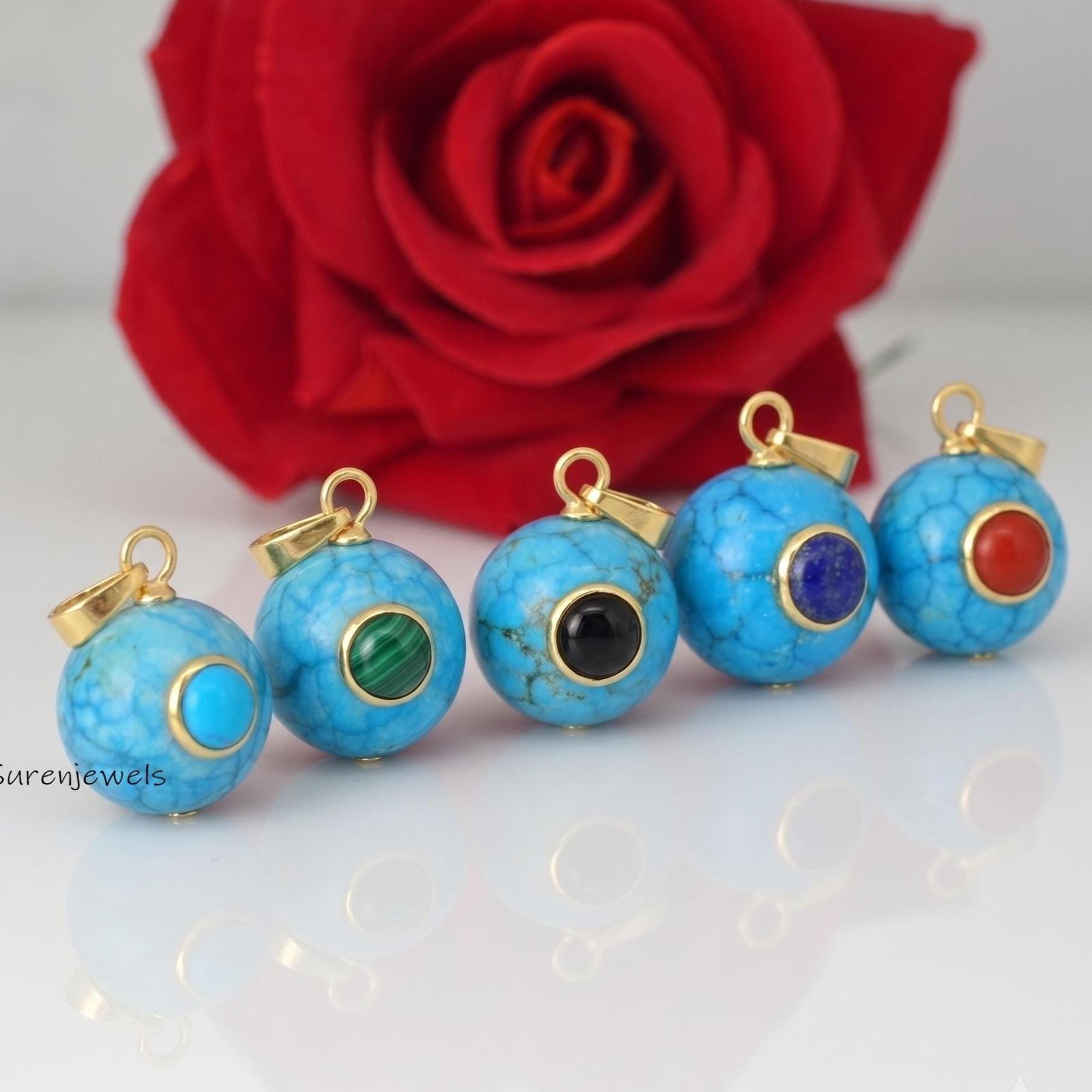 14k Gold Gemstone Ball Pendant, Round Ball Pendant, Silver Round Ball Pendant, Designer Ball Pendant, Handmade Ball Pendant - 14k Gold Gemstone Ball Pendant, Round Ball Pendant, Silver Round Ball Pendant, Designer Ball Pendant, Handmade Ball Pendant -