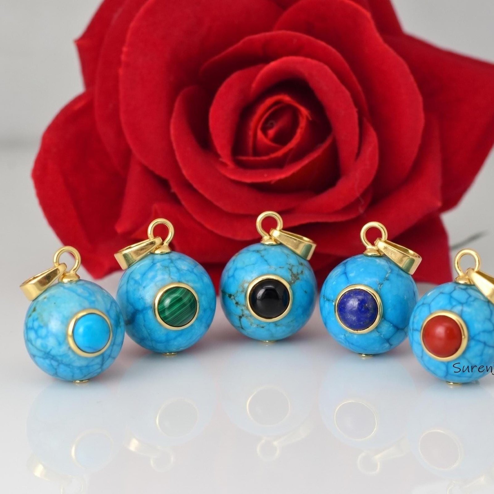 14k Gold Gemstone Ball Pendant, Round Ball Pendant, Silver Round Ball Pendant, Designer Ball Pendant, Handmade Ball Pendant - 14k Gold Gemstone Ball Pendant, Round Ball Pendant, Silver Round Ball Pendant, Designer Ball Pendant, Handmade Ball Pendant -