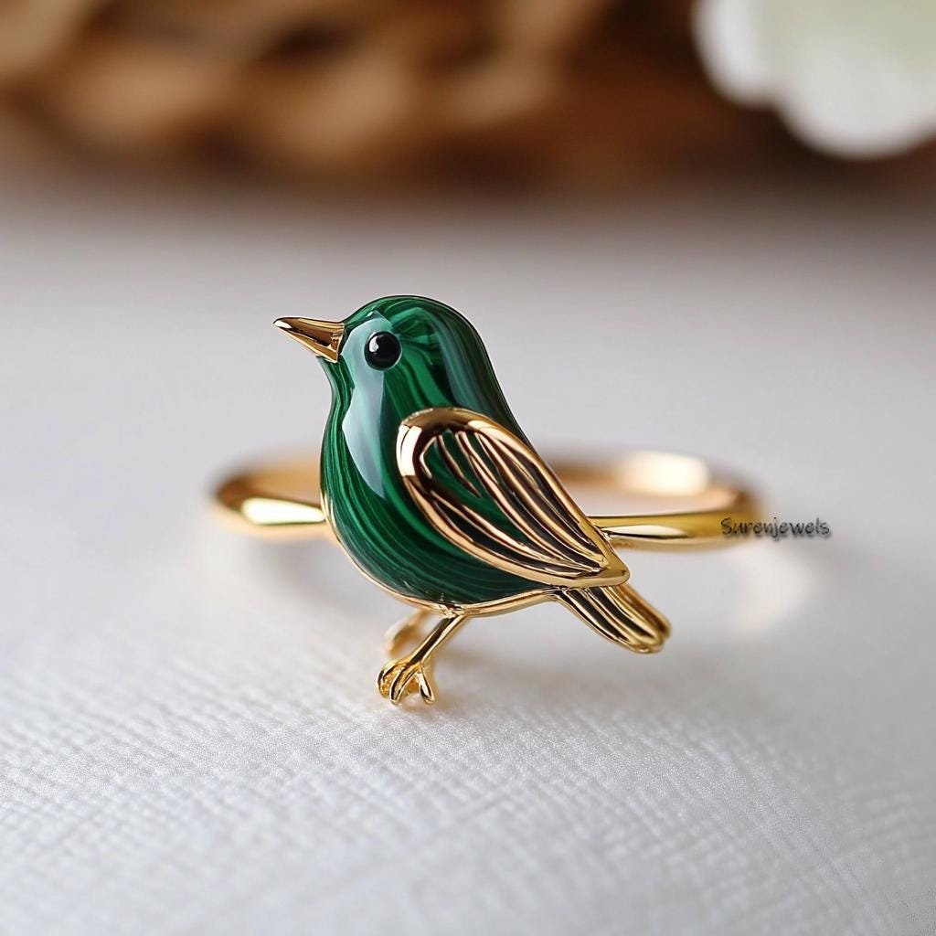 14k Gold Gemstone Bird Ring: Dainty Animal Jewelry - Suren Jewels | SKU: SJR2998-SLNSMKBKCZ-US-7 14k Gold Gemstone Bird Ring: Dainty Animal Jewelry - Suren Jewels | SKU: SJR2998-SLNSMKBKCZ-US-7