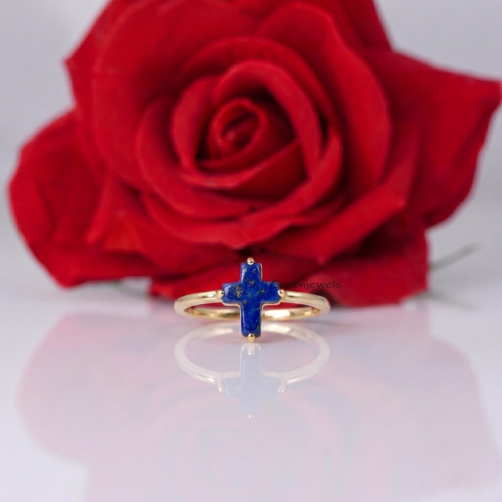 14k Gold Gemstone Cross Ring, Handcrafted Cross Ring, Dainty Gold Cross Ring, Gold Christian Ring, Sideways Cross, Religious 14k Gold Gemstone Cross Ring, Handcrafted Cross Ring, Dainty Gold Cross Ring, Gold Christian Ring, Sideways Cross, Religious