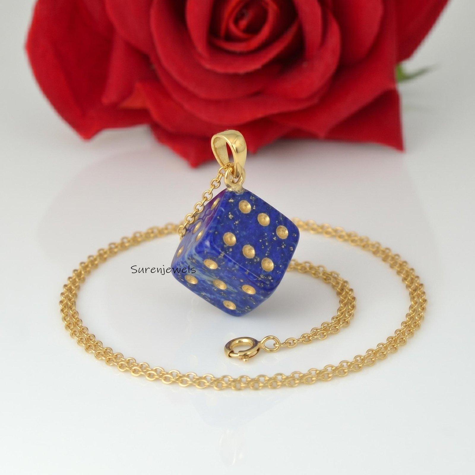 14K Gold Gemstone Dice Pendant, handmade Designer Dice Pendant, Gold Carving Gemstone Dice Pendant, Dice Pendant jewelry - Su 14K Gold Gemstone Dice Pendant, handmade Designer Dice Pendant, Gold Carving Gemstone Dice Pendant, Dice Pendant jewelry - Su